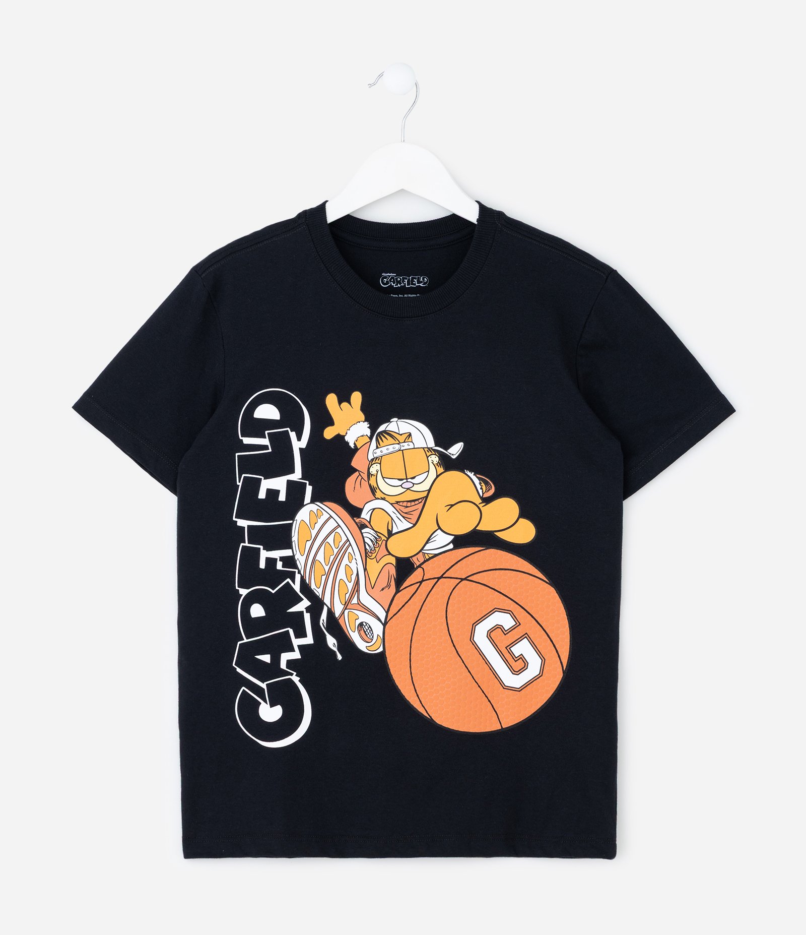 Camiseta Infantil com Estampa Garfield Basquete – Tam 5 a 14 Anos Preto 1