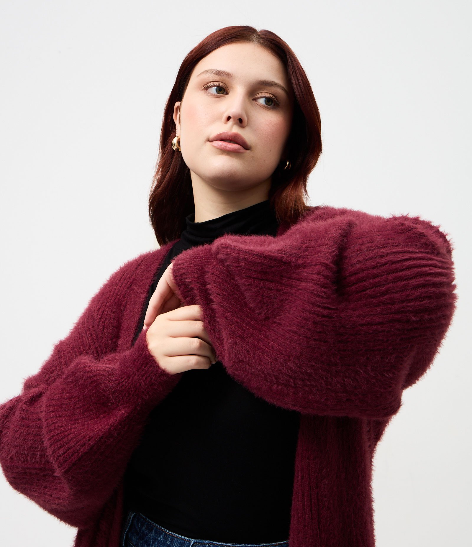 Cardigan Alongado em Tricô Retilíneo Curve & Plus Size Vermelho 3
