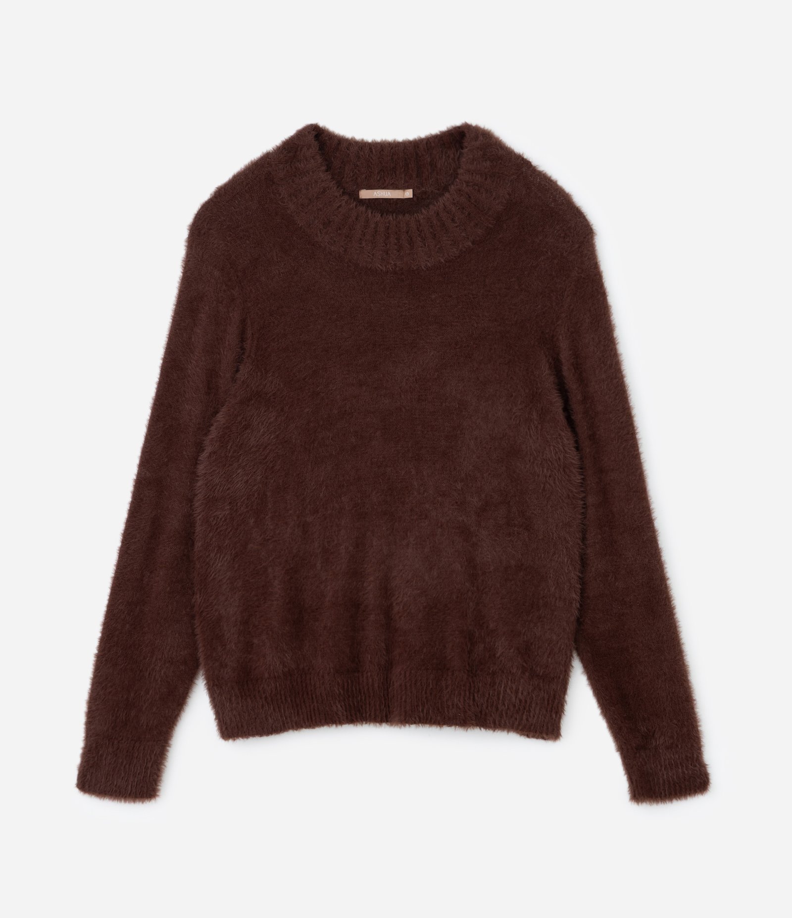 Blusão Alongado em Tricô Peludinho Curve & Plus Size Marrom 1