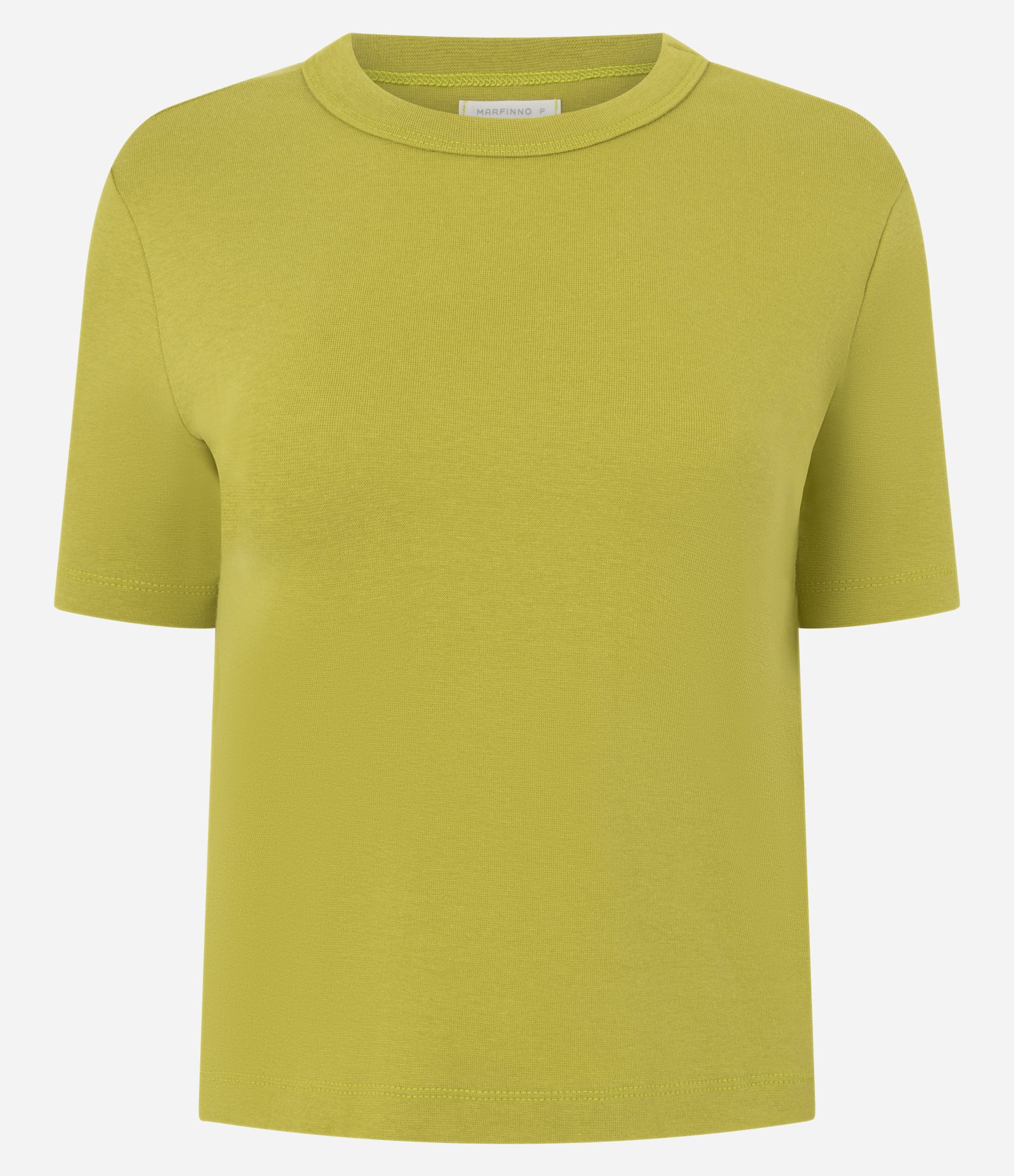 Blusa Básica Ajustada em Ribana com Gola Redonda Verde Lima 1
