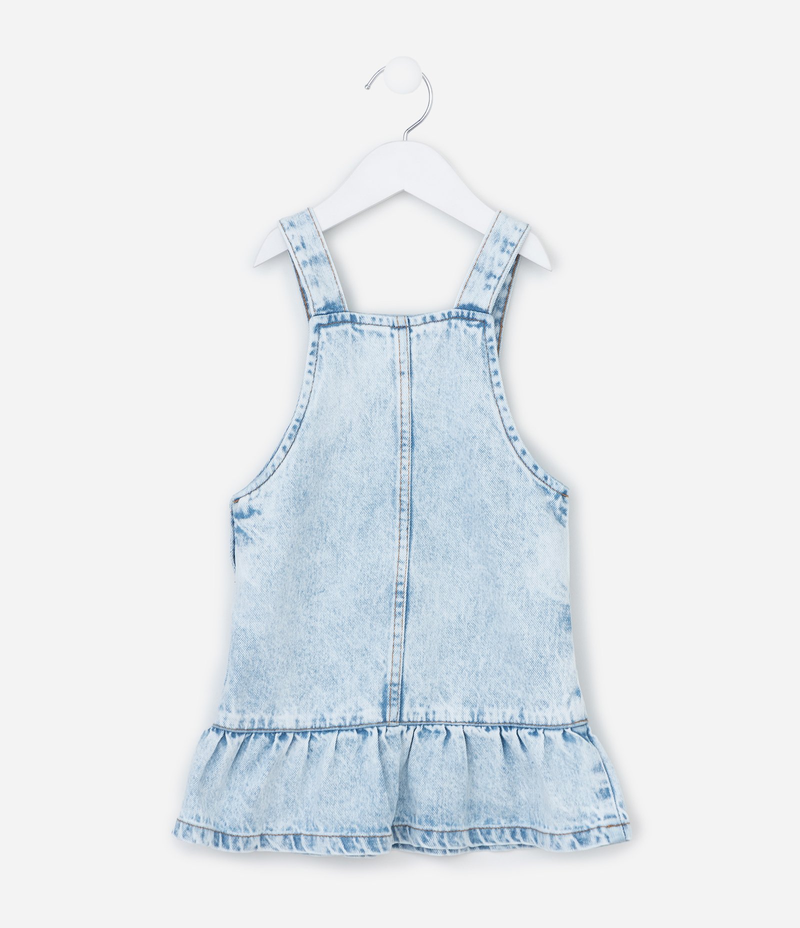 Salopete Jeans com Ícones Bordados e Babadinho - Tam 1 a 6 Anos Azul 2