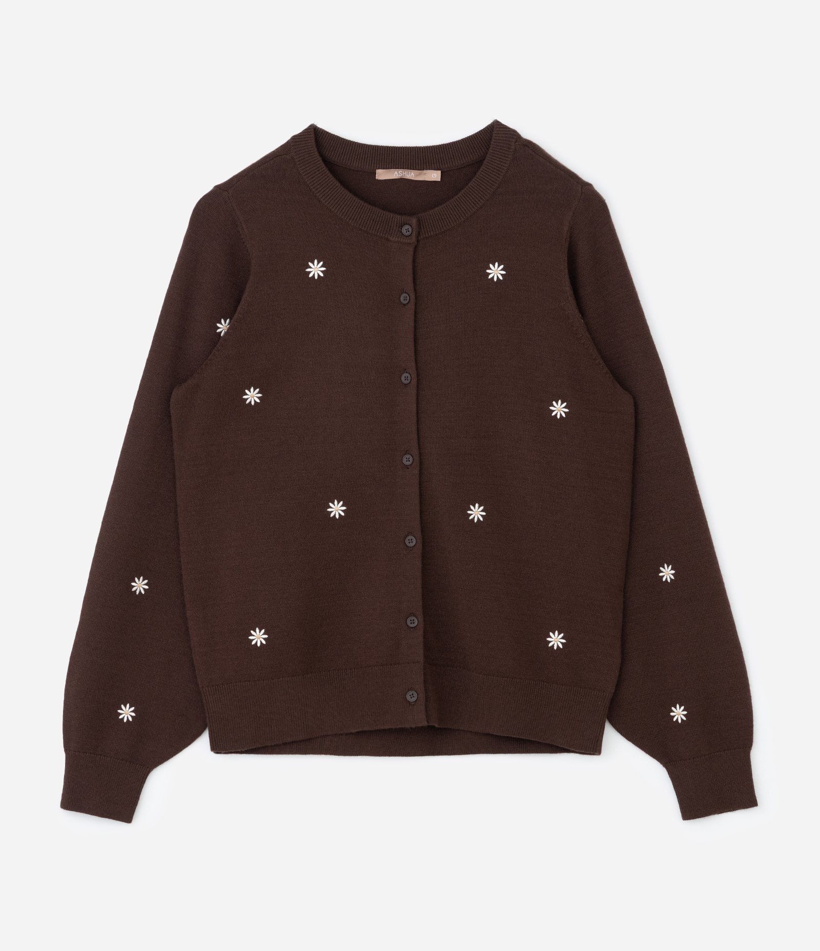 Cardigan em Tricô com Bordado de Margaridas Curve & Plus Size Marrom 4