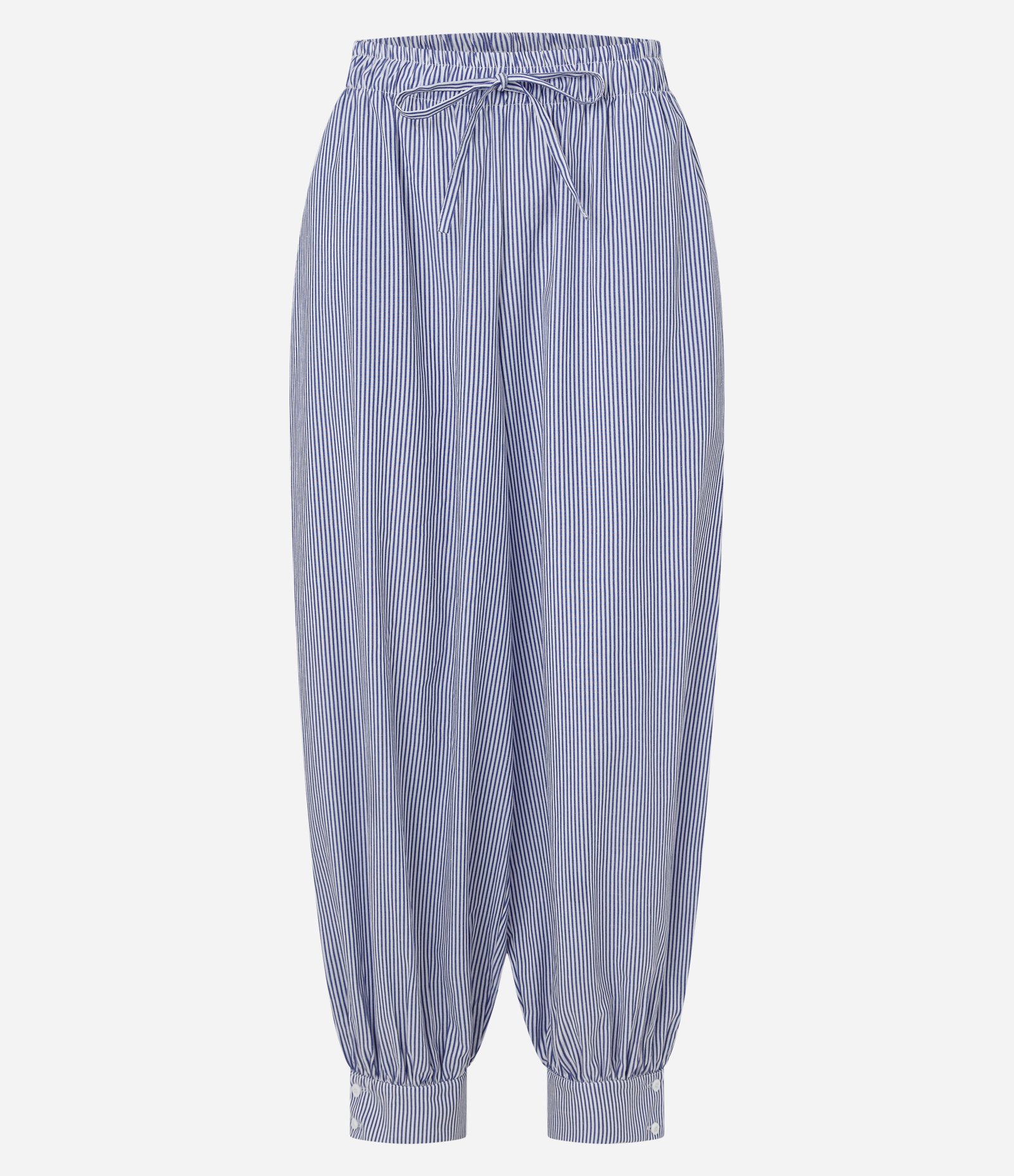 Calça Aladim Alfaiatada com Listras e Amarração Azul 1