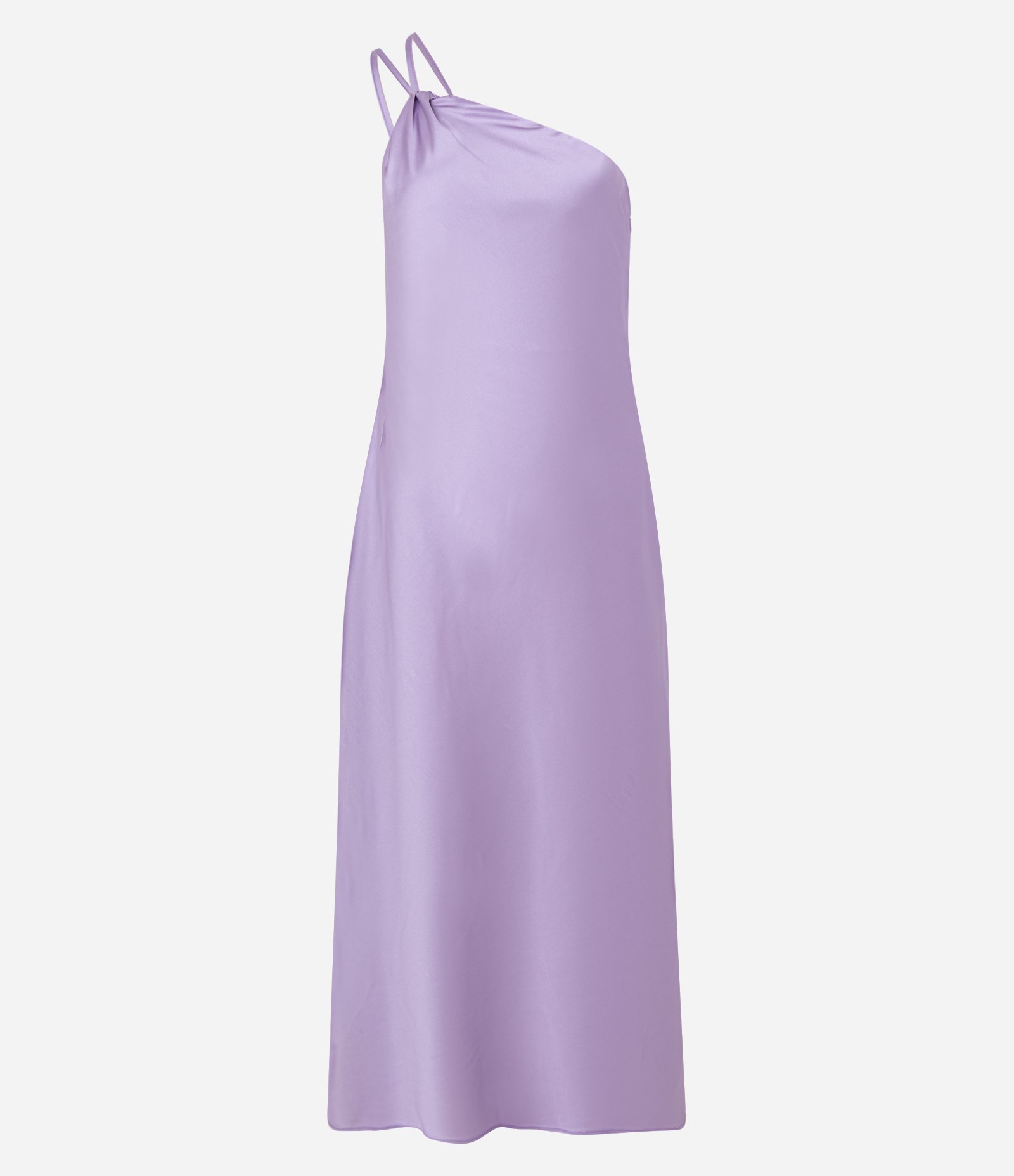 Vestido Long Midi Ombro Só em Cetim com Alça Dupla Lillás 5