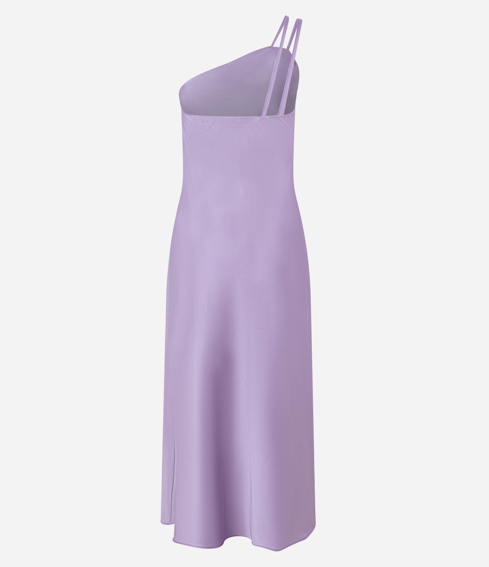 Vestido Long Midi Ombro Só em Cetim com Alça Dupla Lillás 6
