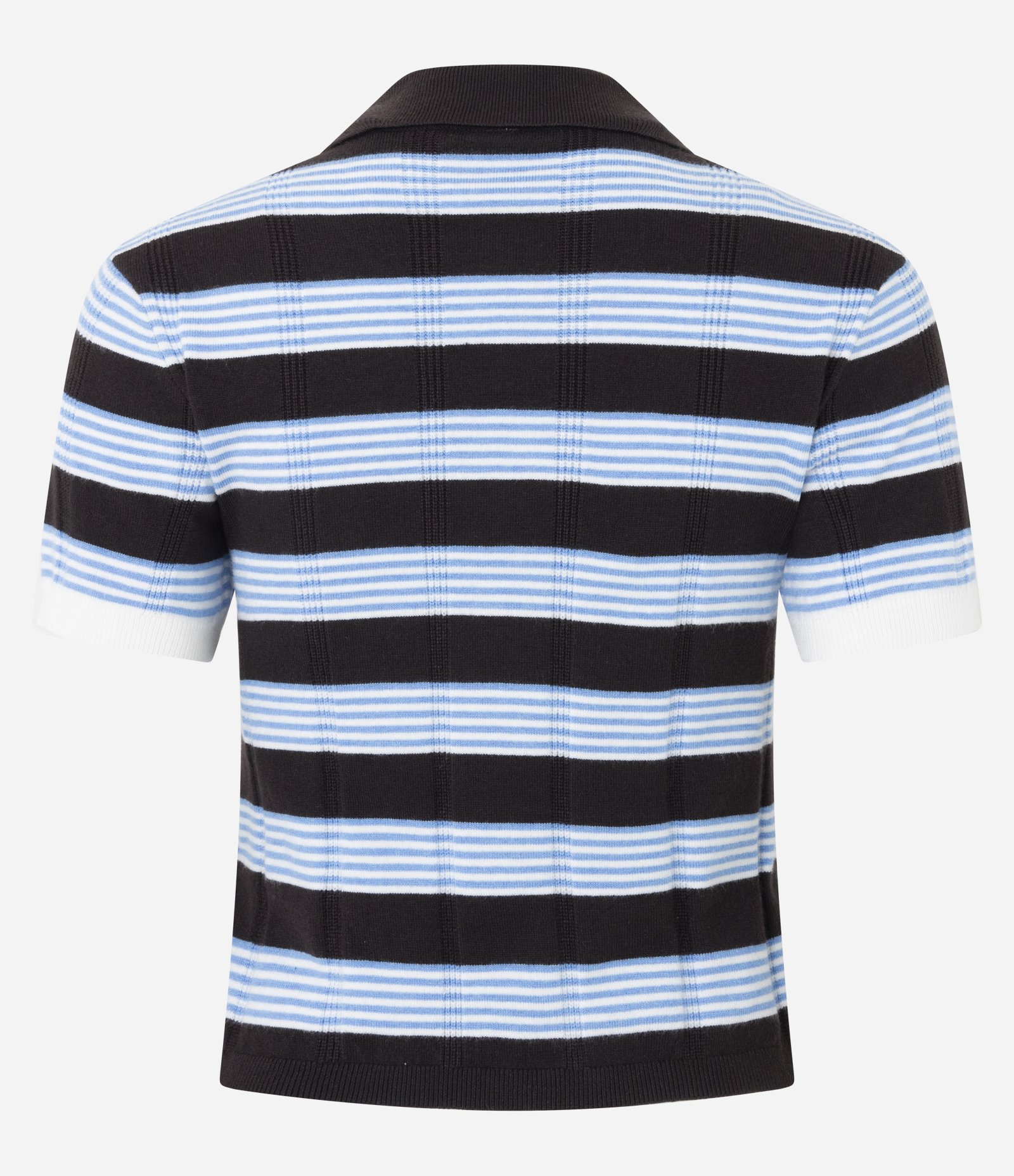 Blusa em Tricô Listrado com Gola Polo Azul e Marrom 7
