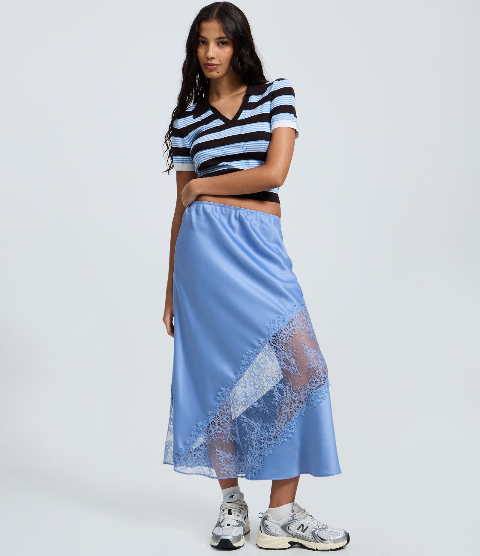 Blusa em Tricô Listrado com Gola Polo Azul e Marrom 2