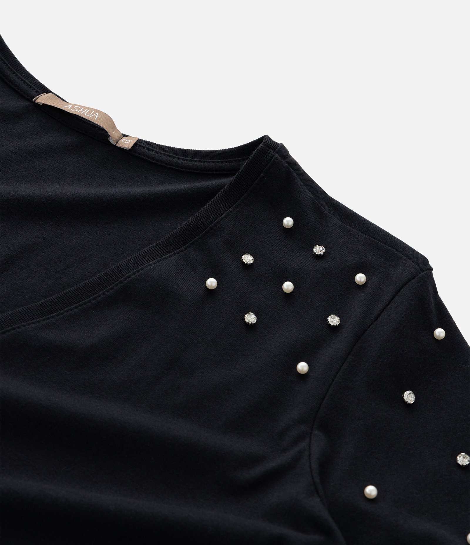 Blusa Regular em Algodão com Aplicação de Strass Curve & Plus Size Preto 3