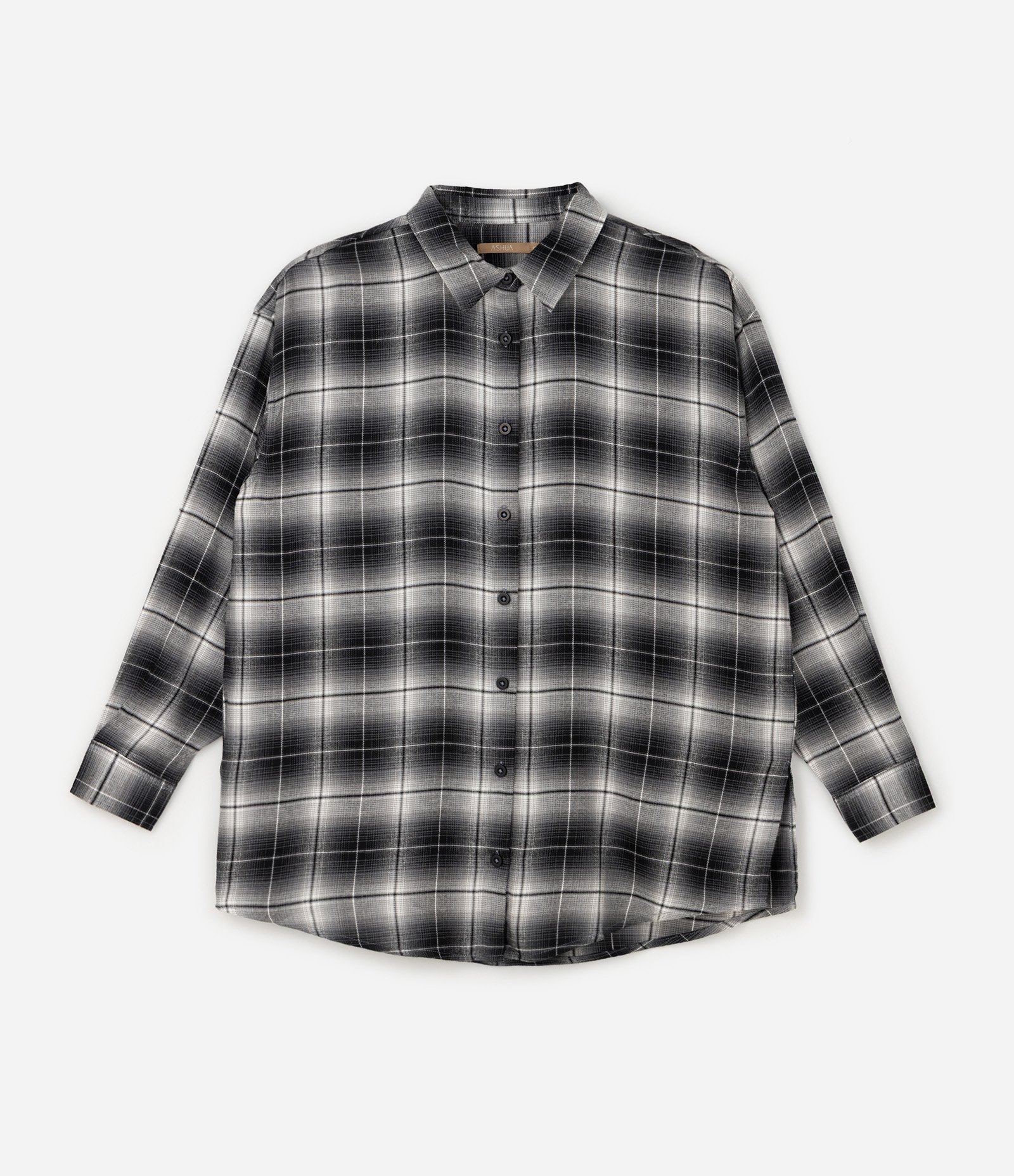 Camisa Xadrez Fio Tinto Manga Longa Curve & Plus Size Preto 4