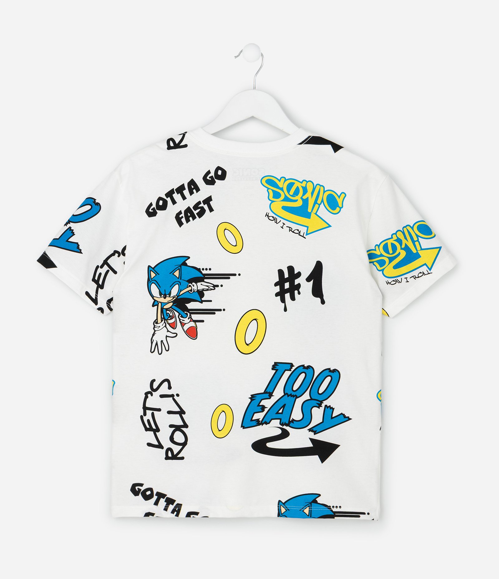 Camiseta Relaxed Infantil com Estampa Full Print Sonic – Tam 5 a 14 Anos Branco 3