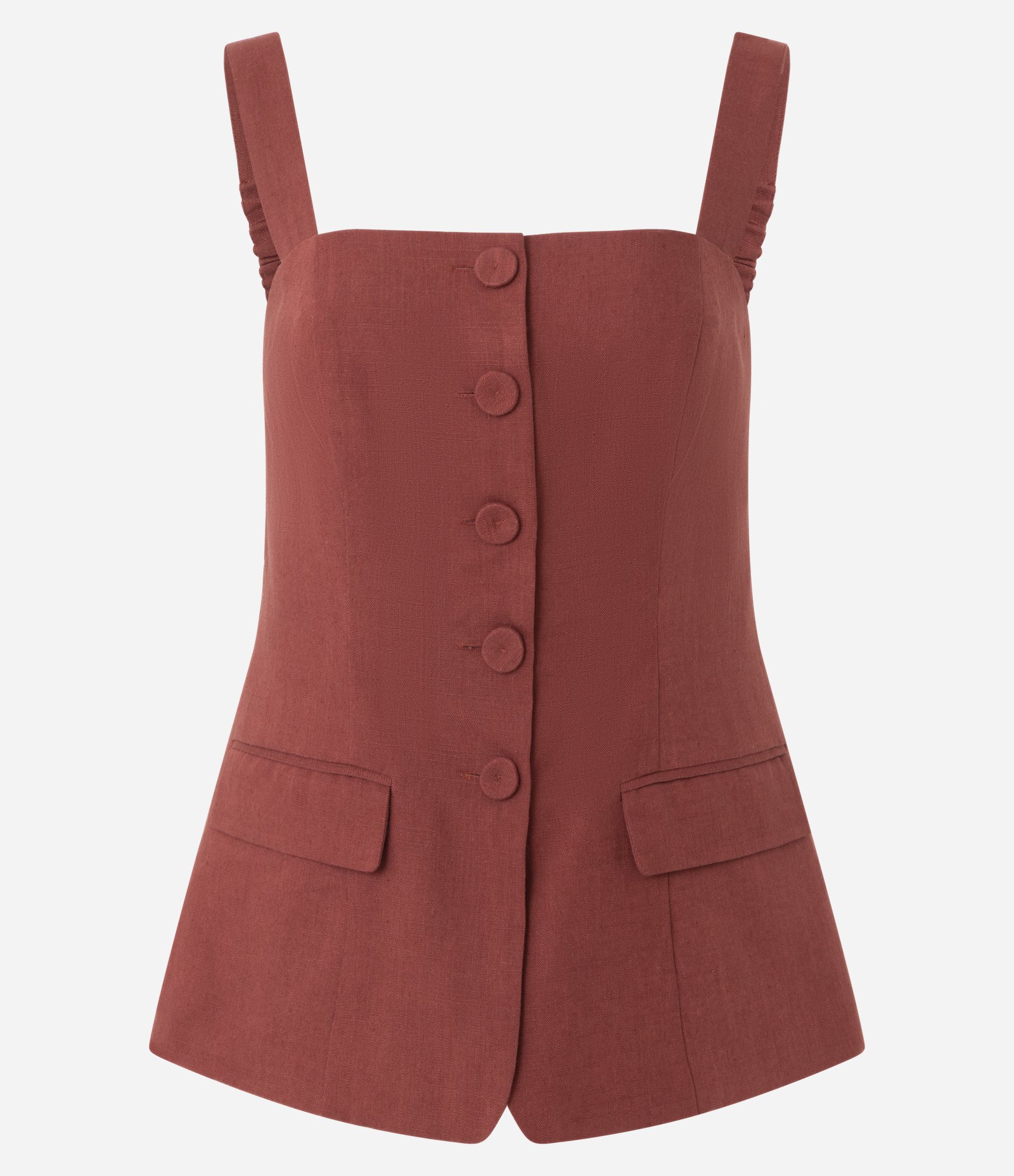 Blusa em Viscolinho com Abotoamento Frontal e Alças Largas Vermelho 5