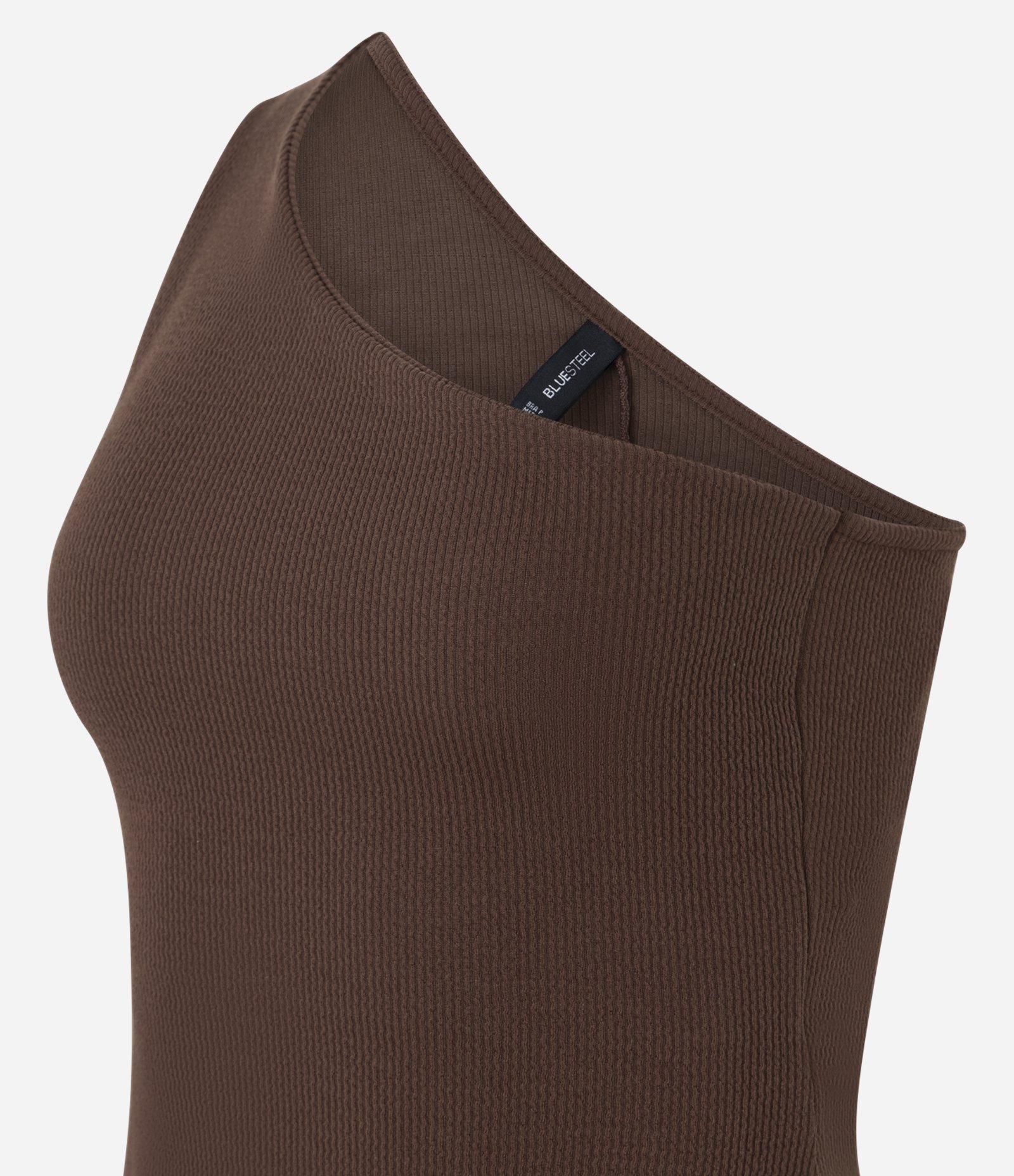 Blusa em Ombro Único com Textura Marrom 5