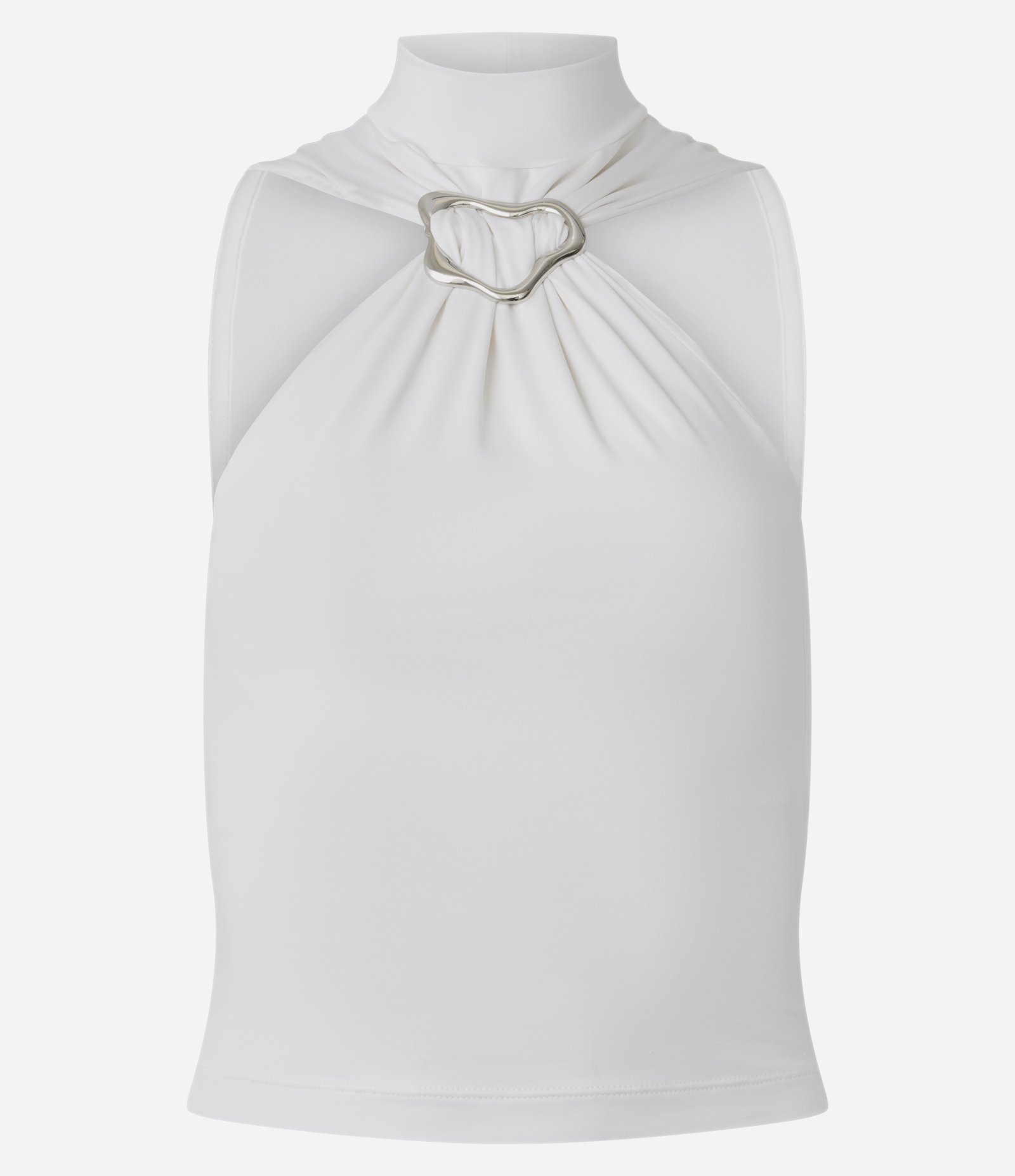 Blusa em Microfibra com Decote Halter e Aviamento no Decote Branco 5
