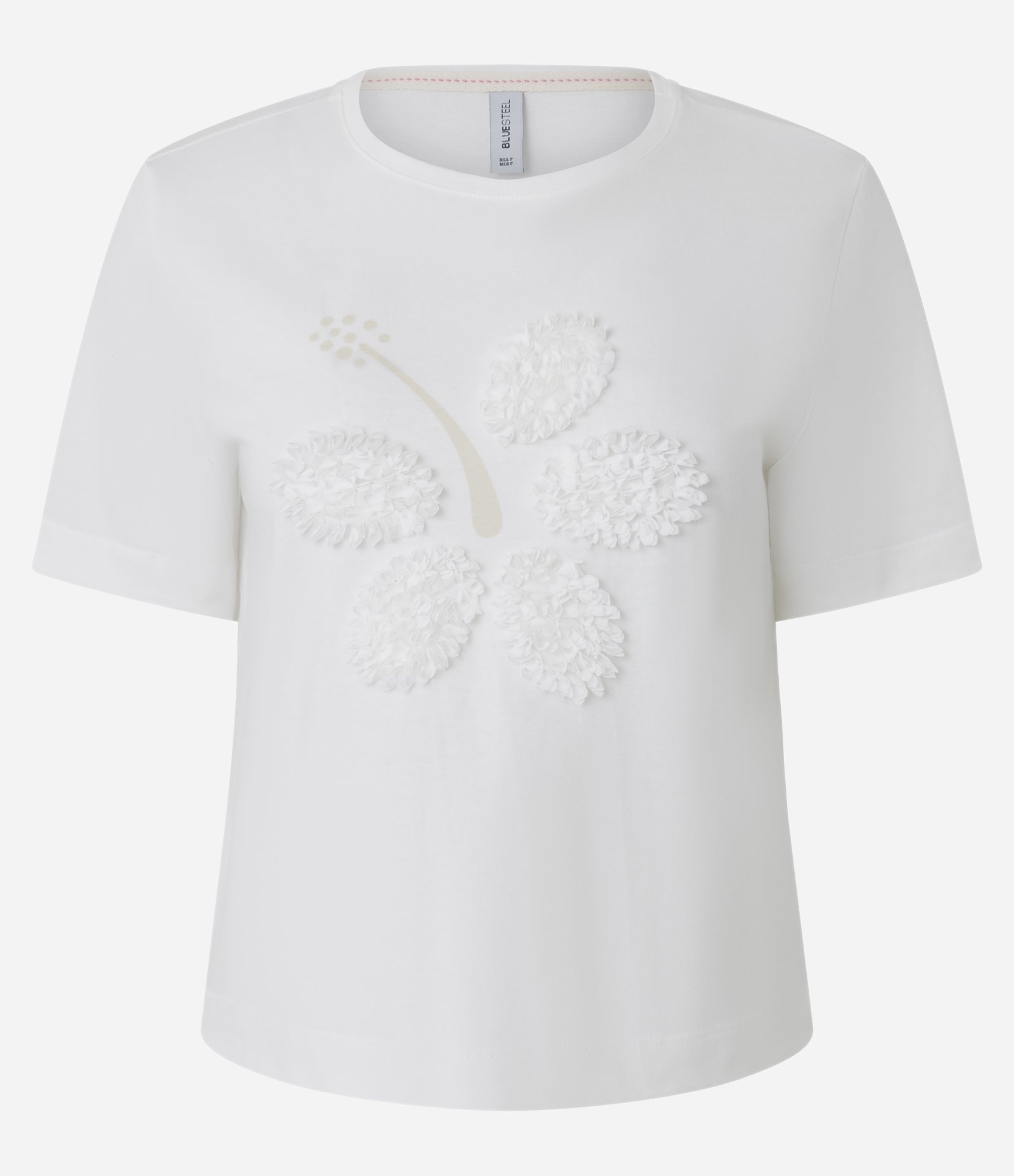 Camiseta em Algodão com Bordado 3D Floral Branco 1