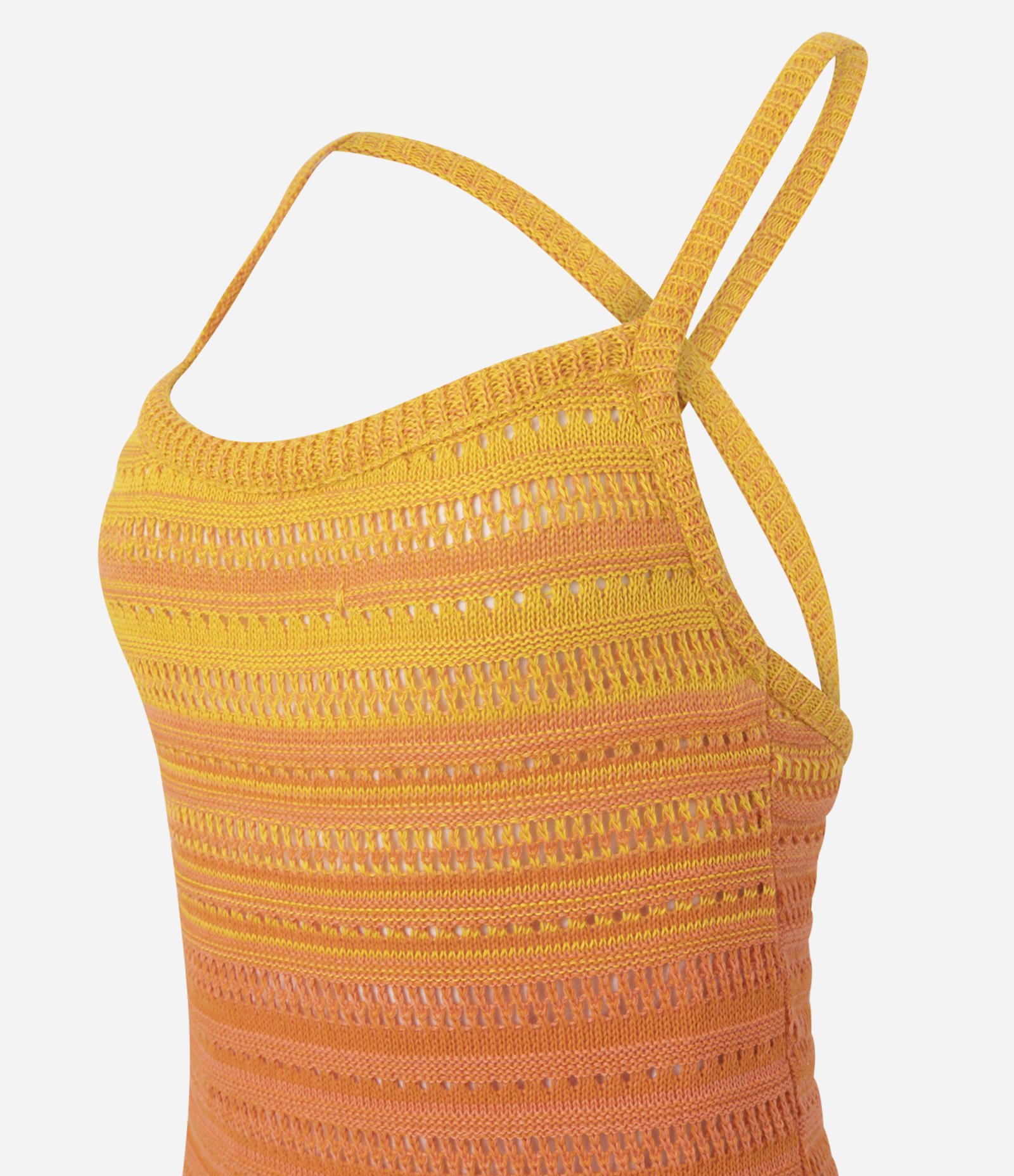 Vestido Longo em Tricô Degrade com Alças Cruzadas Laranja 2