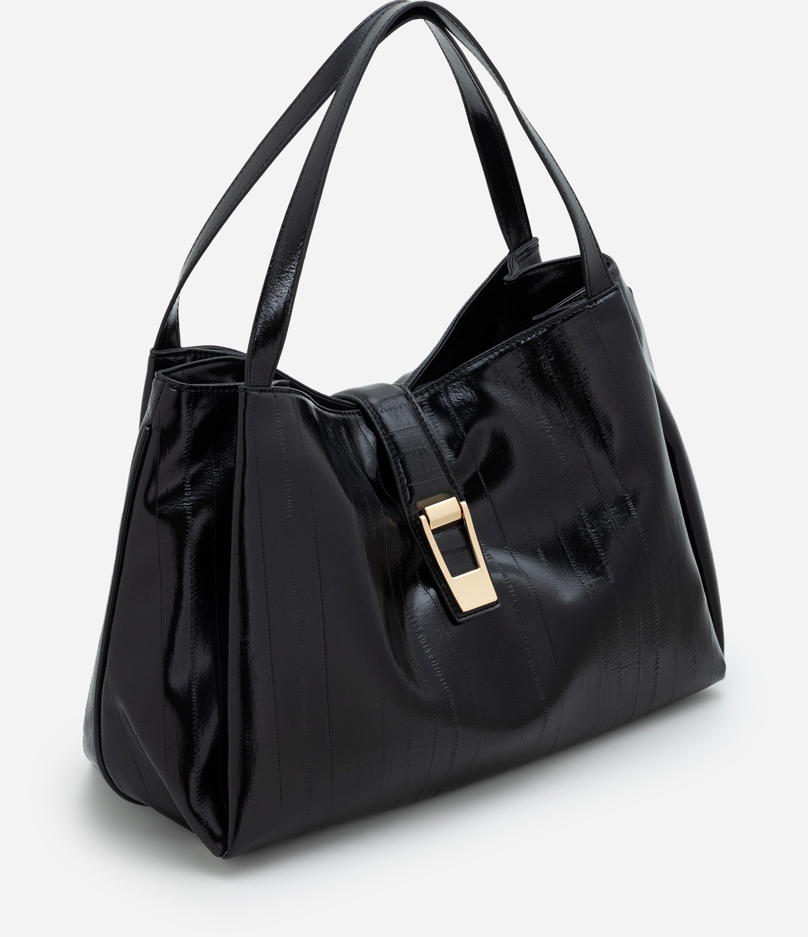 Bolsa Shopper Grande em PU Texturizado Preto 1