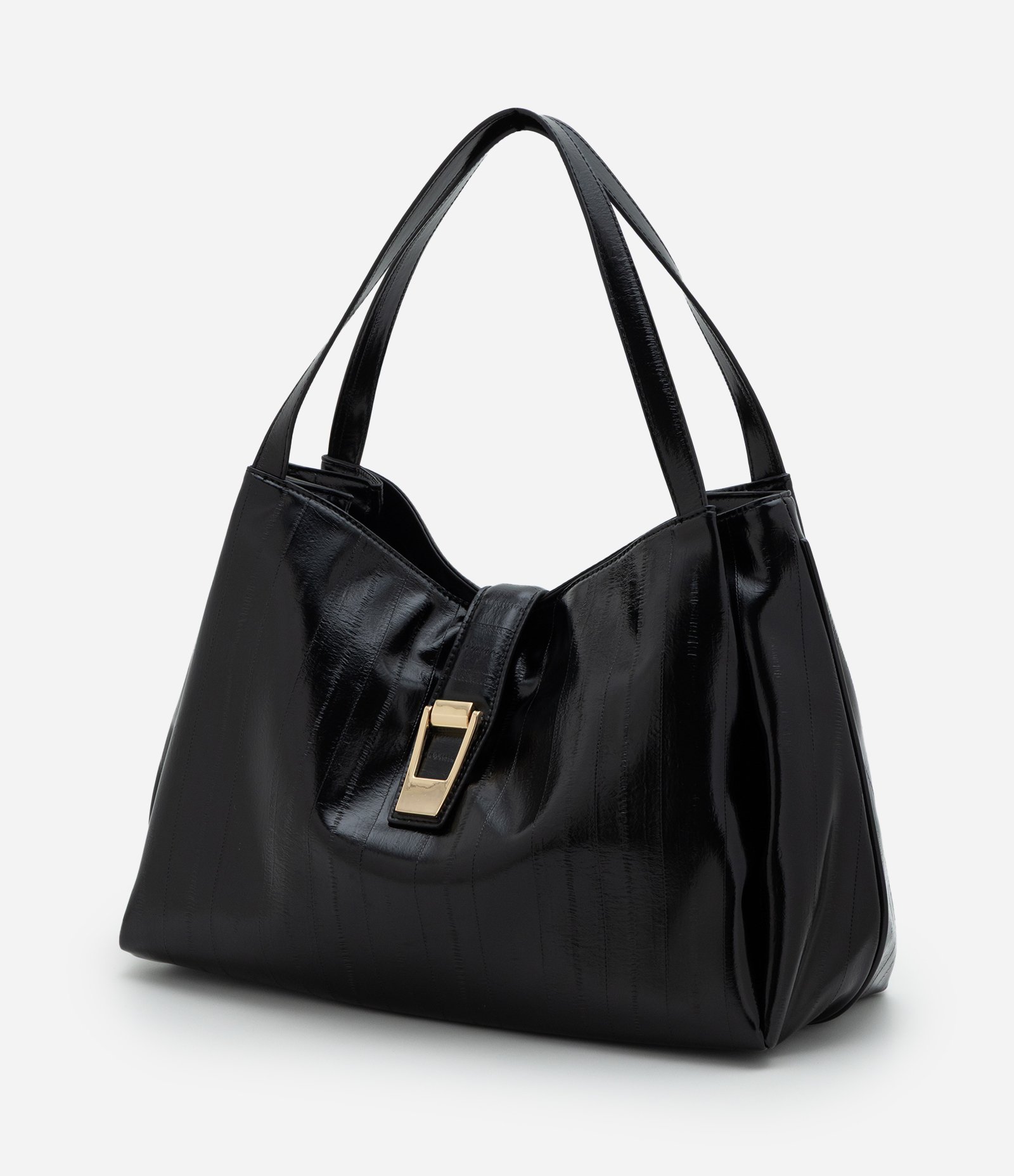 Bolsa Shopper Grande em PU Texturizado Preto 5
