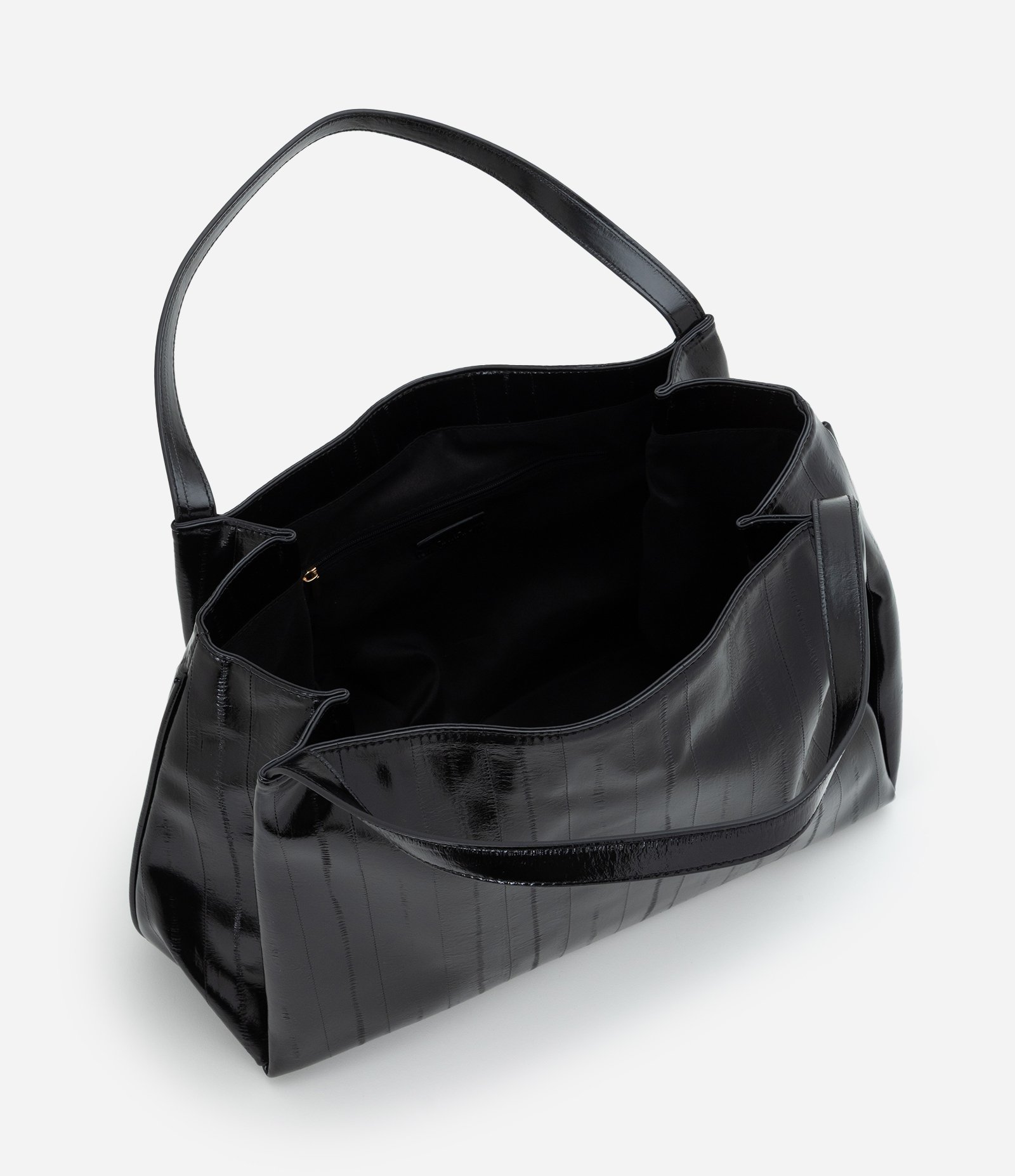 Bolsa Shopper Grande em PU Texturizado Preto 6