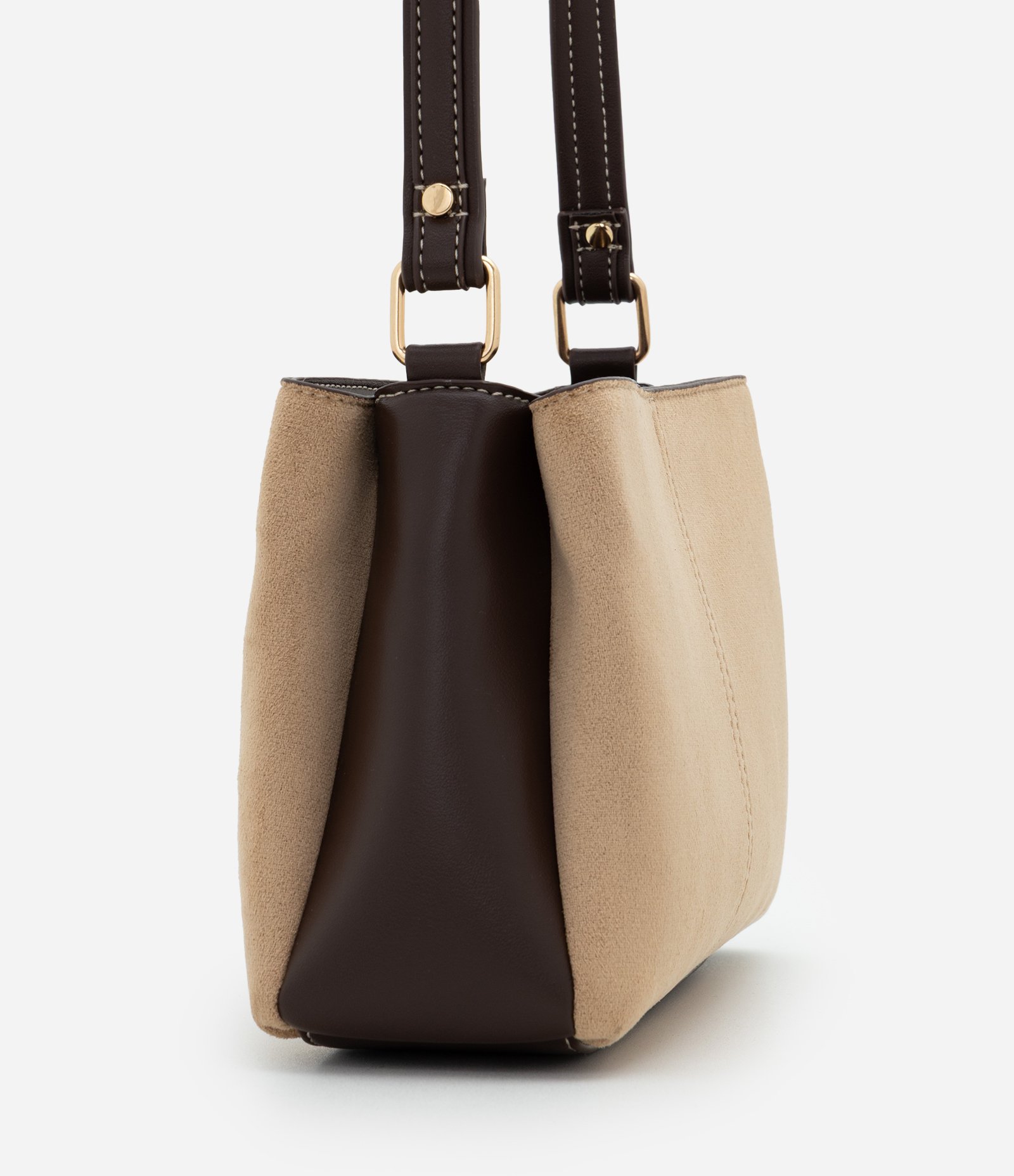 Bolsa Transversal Média em Suede com Alça Regulável Bege 2