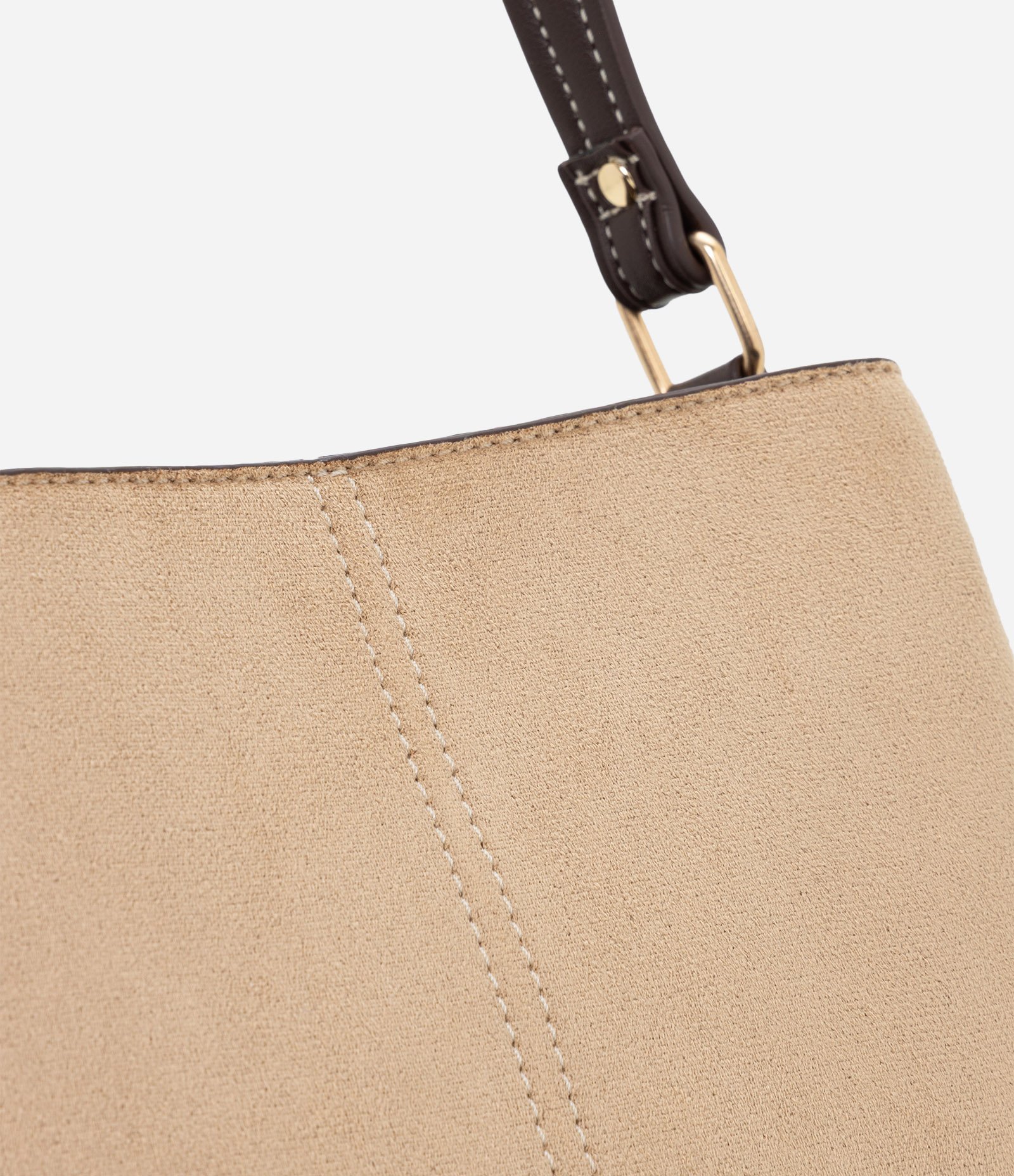 Bolsa Transversal Média em Suede com Alça Regulável Bege 4