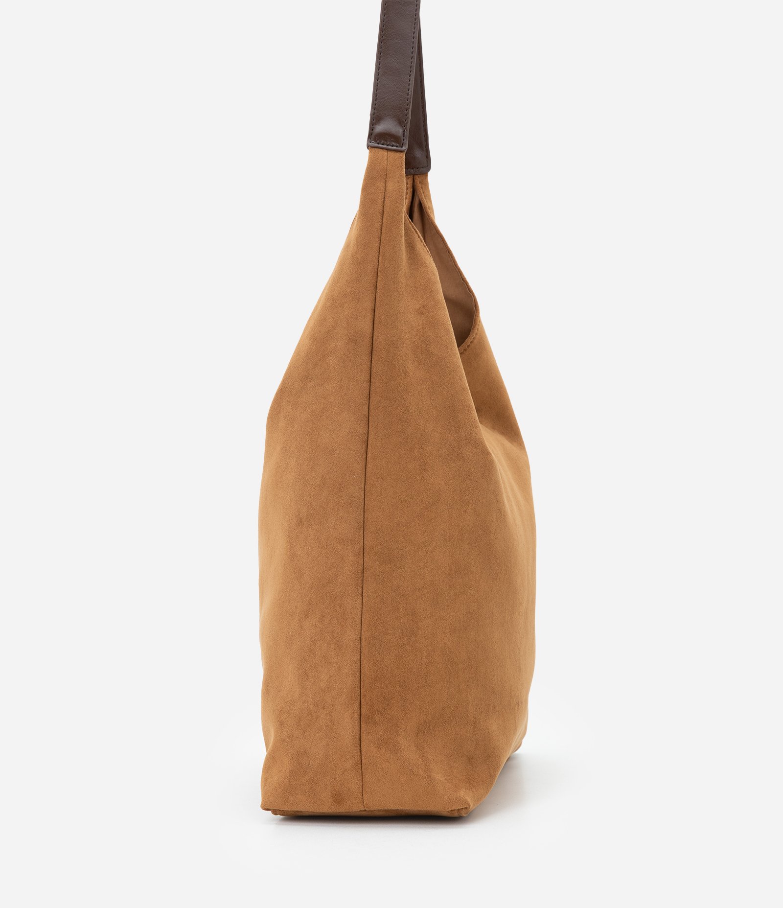 Bolsa Hobo Grande em Suede com Alça Contrastante Marrom 3