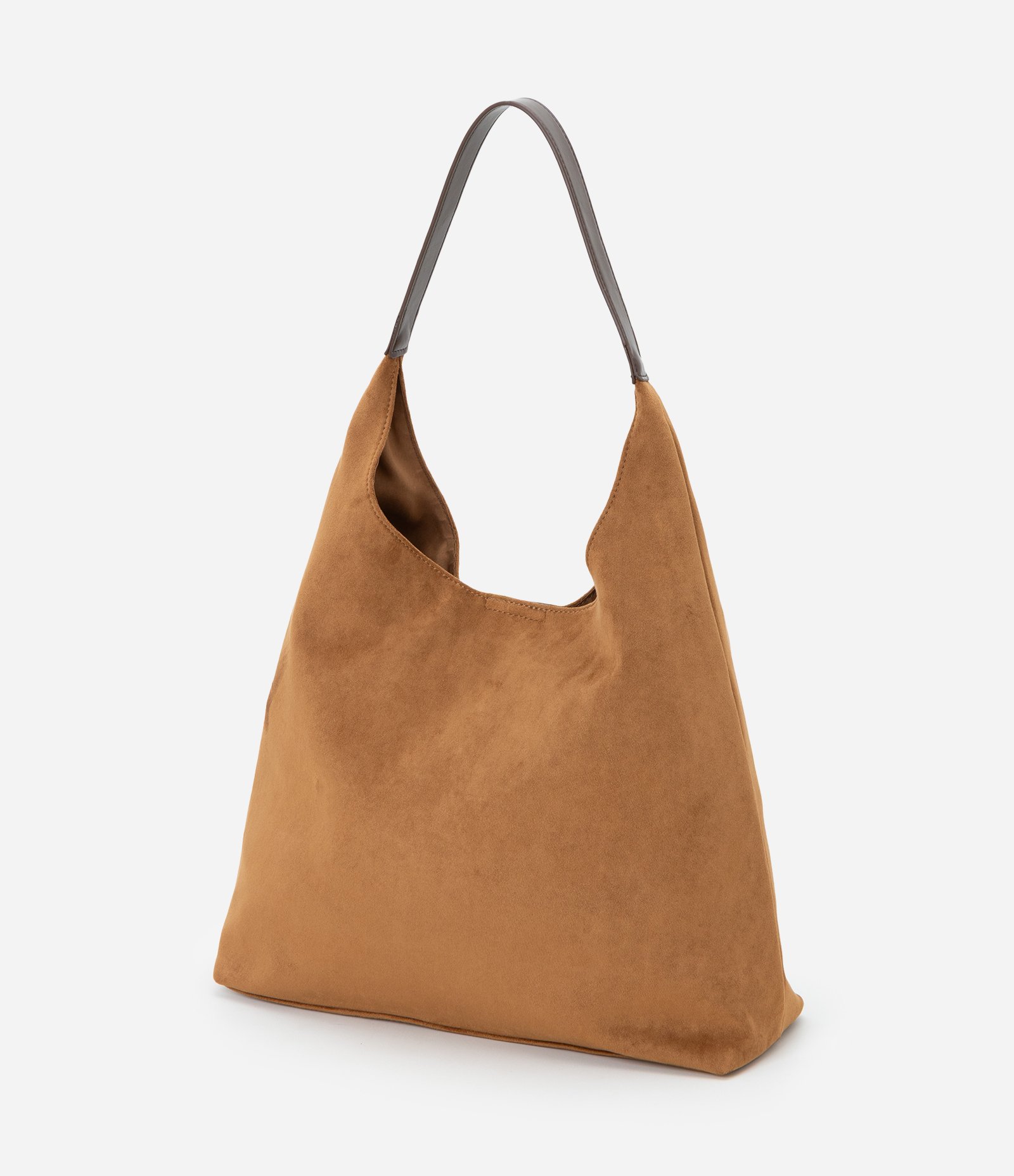 Bolsa Hobo Grande em Suede com Alça Contrastante Marrom 6