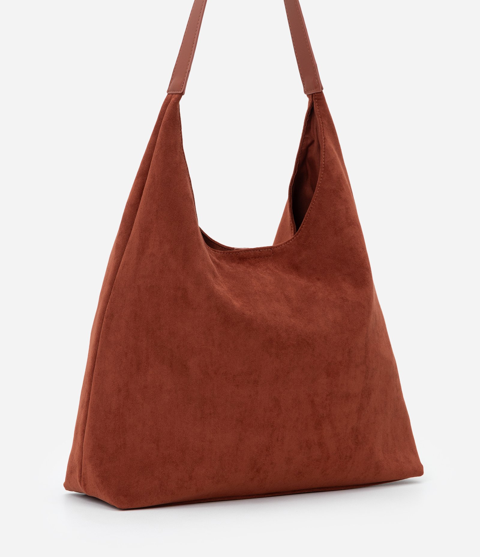 Bolsa Hobo Grande em Suede com Alça Contrastante Vermelho 1