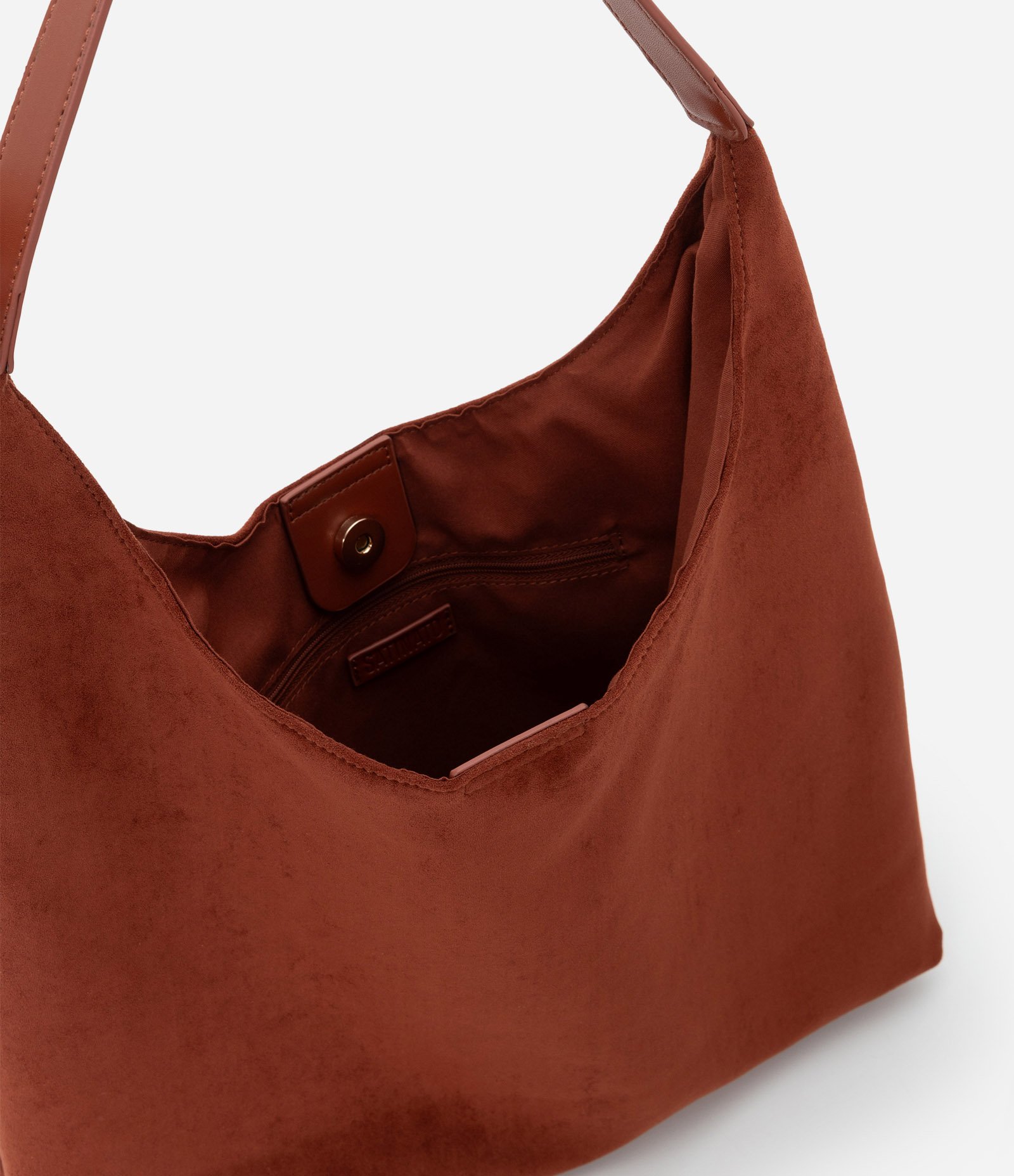 Bolsa Hobo Grande em Suede com Alça Contrastante Vermelho 3