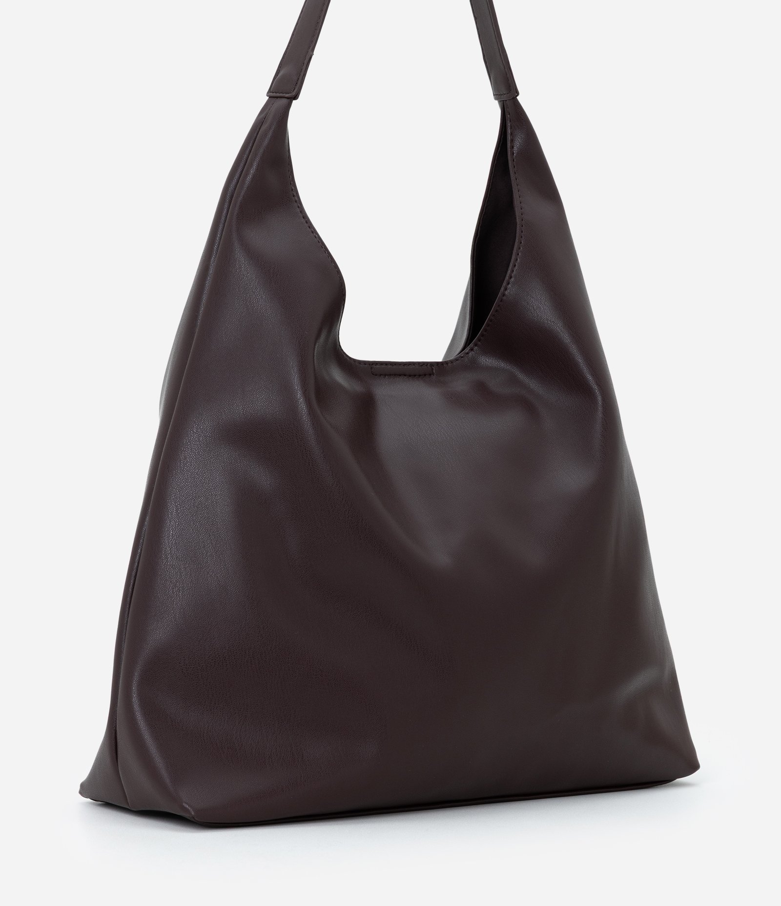 Bolsa Hobo Grande em PU com Alça Longa Marrom 3