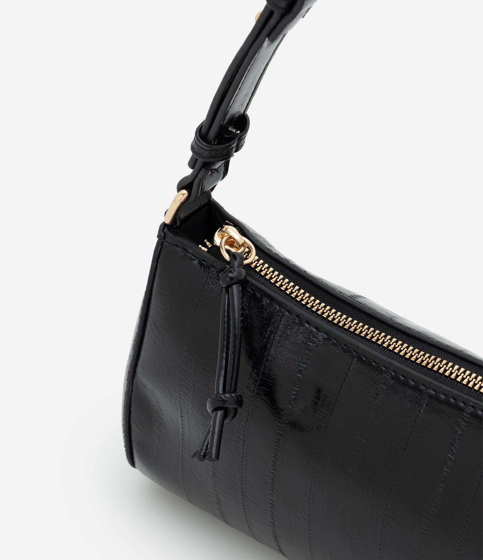 Bolsa Baguete Pequena em PU Texturizado Preto 5