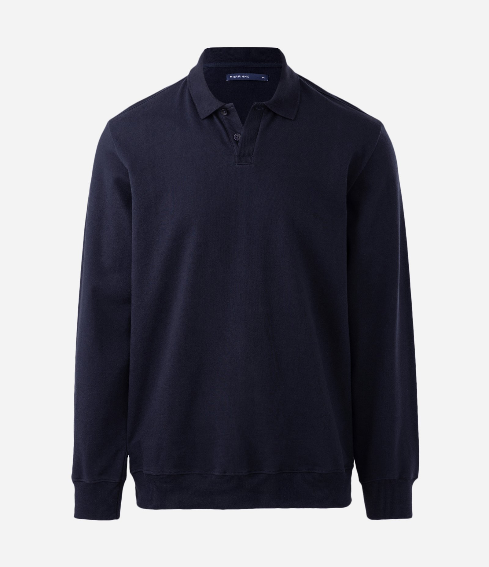 Moletom Liso em Algodão com Gola Polo Azul 1