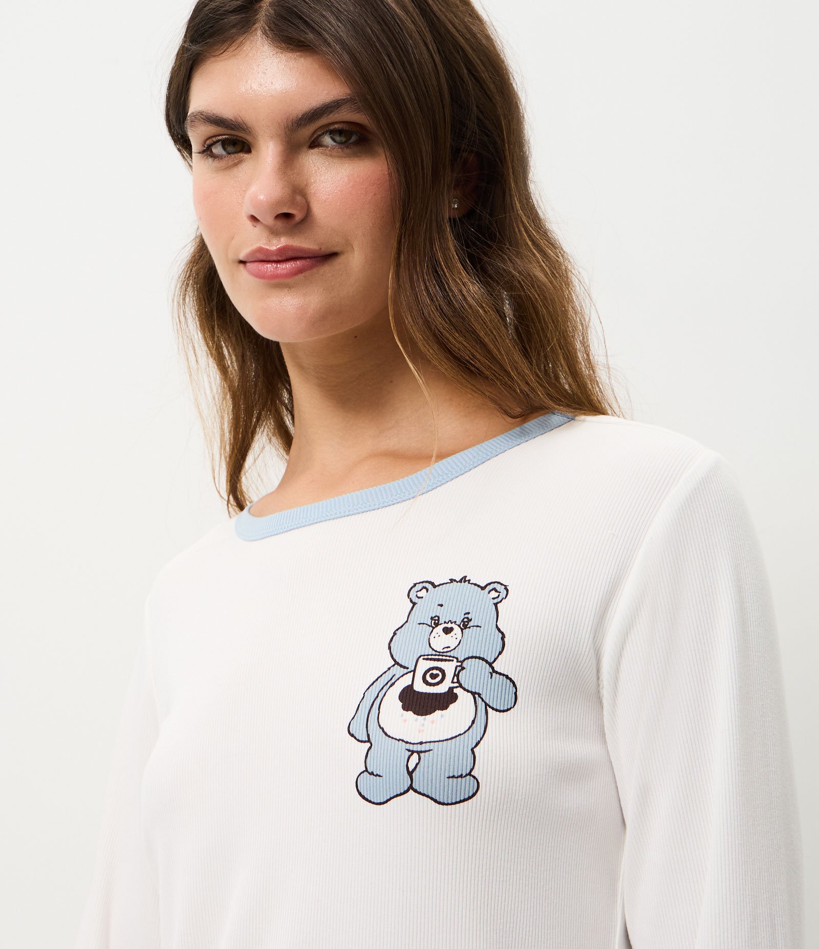 Blusa de Pijama em Ribana com Estampa Ursinhos Carinhosos Branco 3