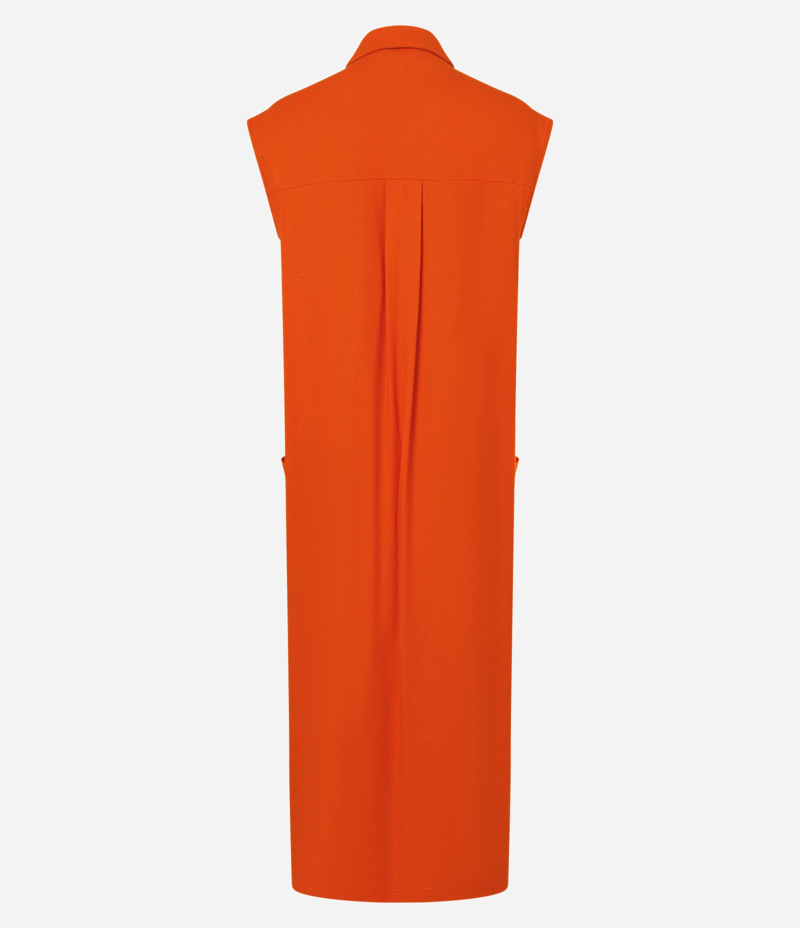 Vestido Chemise Plano com Linho e Botões Laranja 2