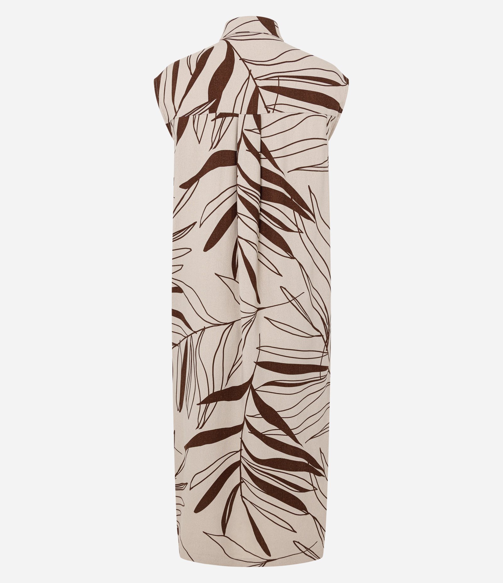 Vestido Chemise Longo em Viscolinho com Estampa Folhagem Bege 3