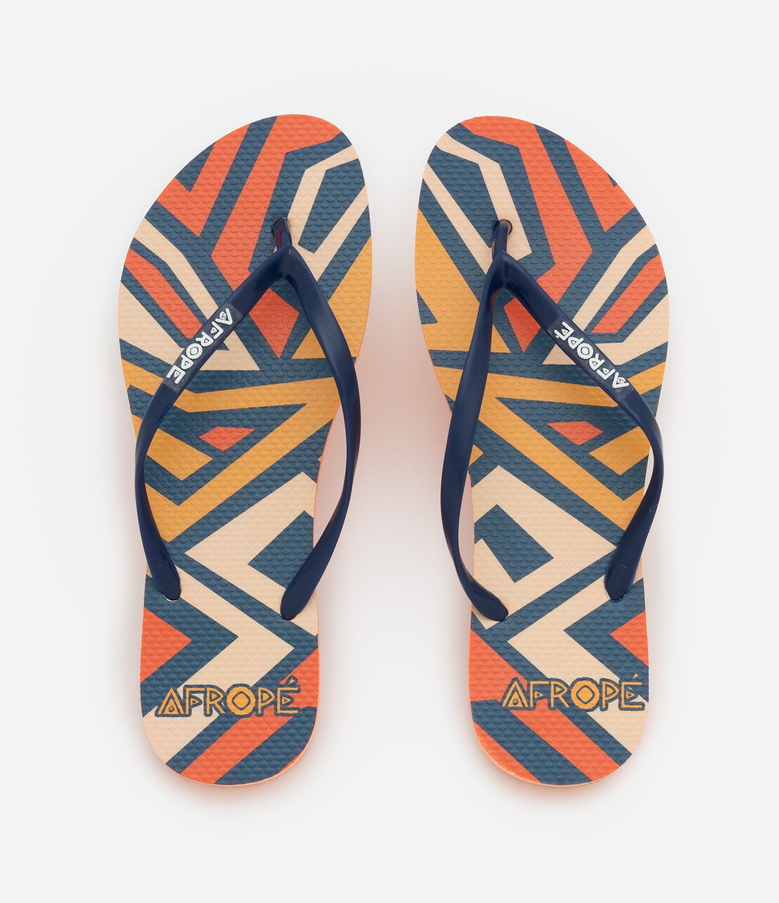 Chinelo Feminino Tiras Finas com Estampa Geométrica Laranja 1