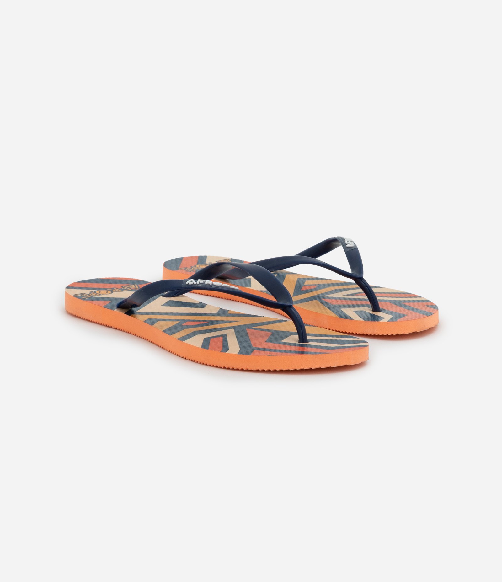Chinelo Feminino Tiras Finas com Estampa Geométrica Laranja 3