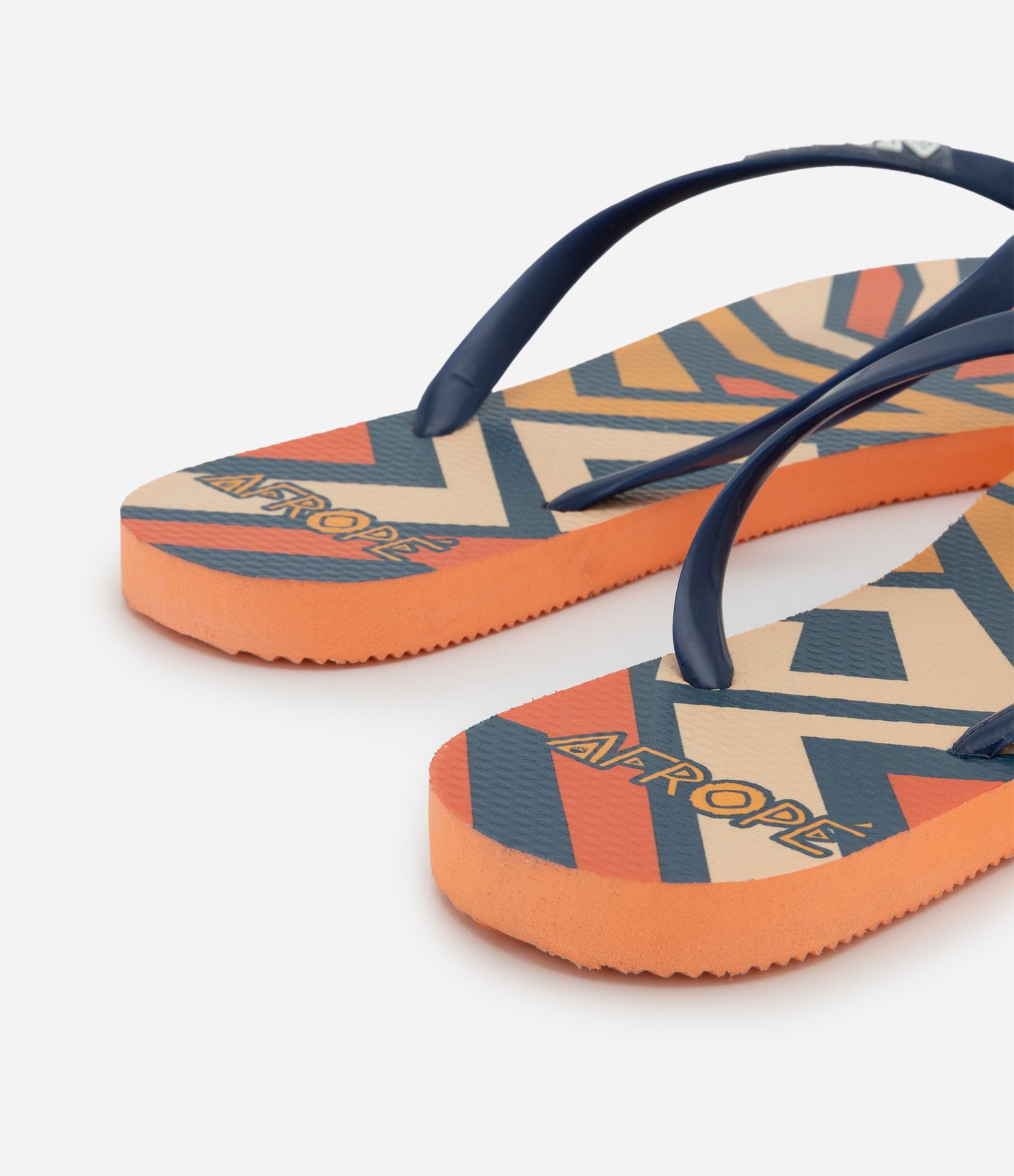 Chinelo Feminino Tiras Finas com Estampa Geométrica Laranja 4