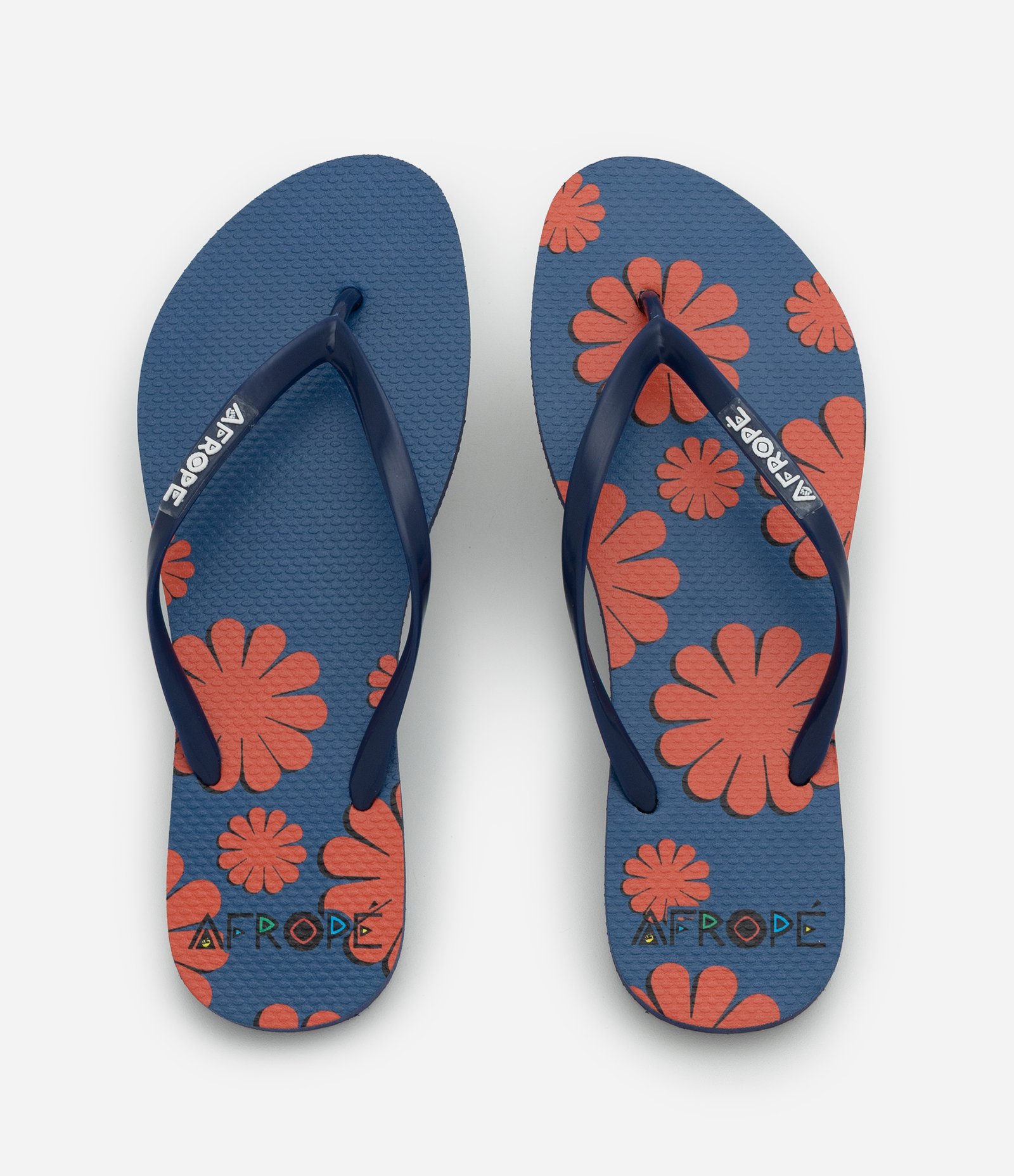 Chinelo Feminino Tiras Finas com Estampa de Flores Azul 1