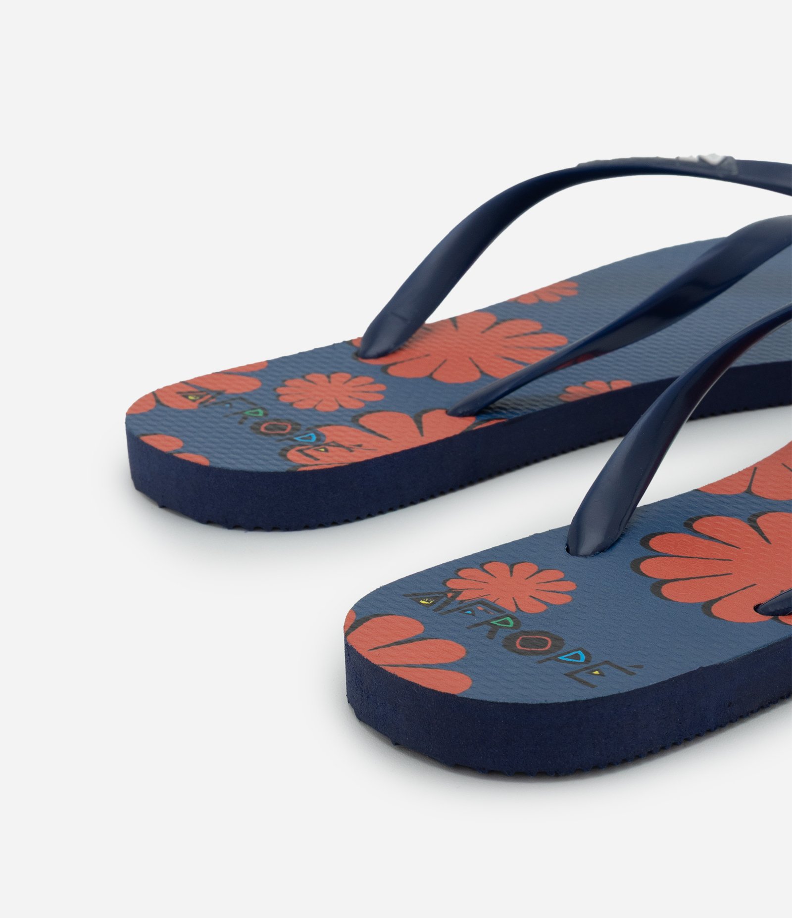 Chinelo Feminino Tiras Finas com Estampa de Flores Azul 4