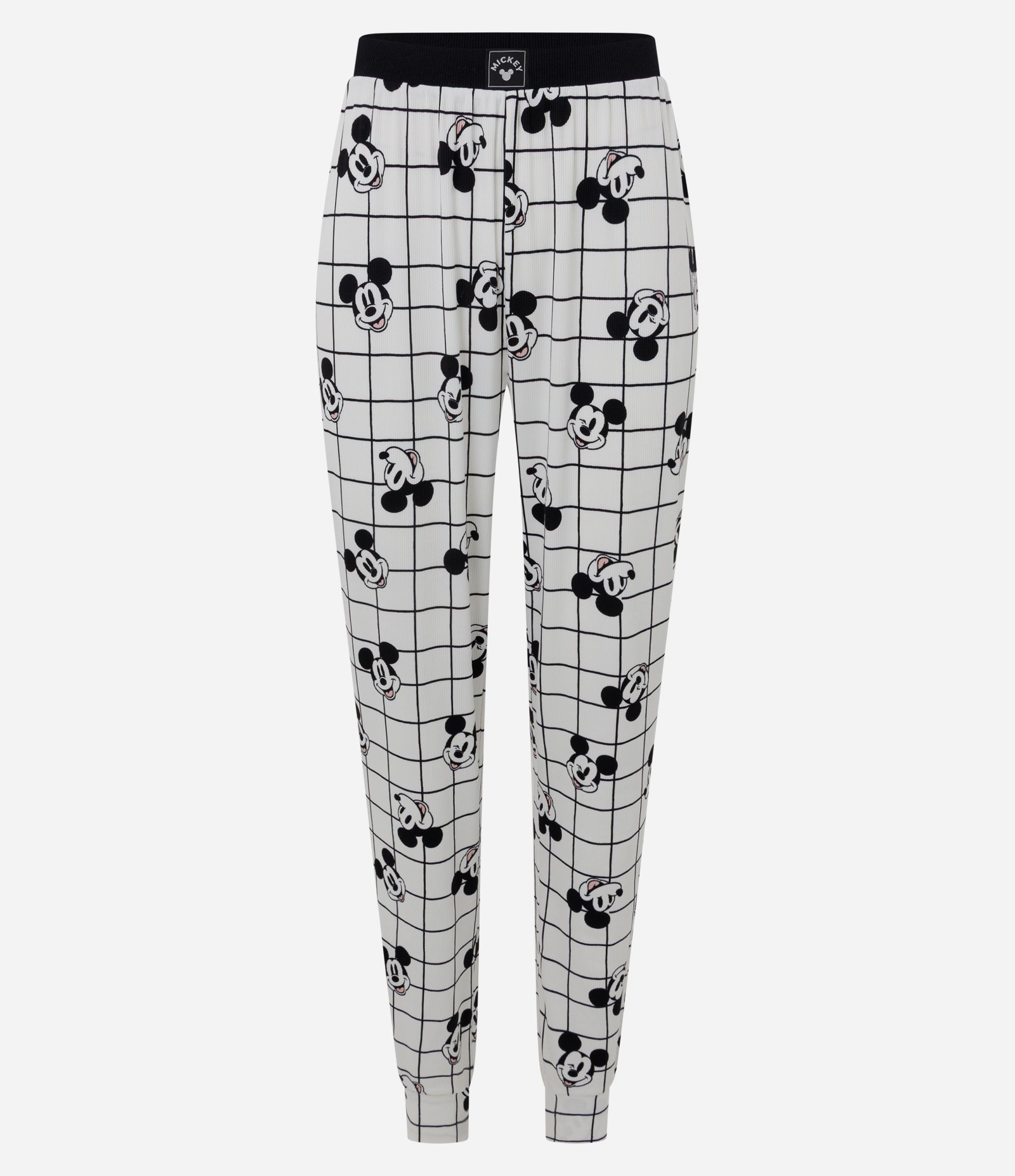 Calça de Pijama Jogger em Ribana com Estampa do Mickey Branco 1