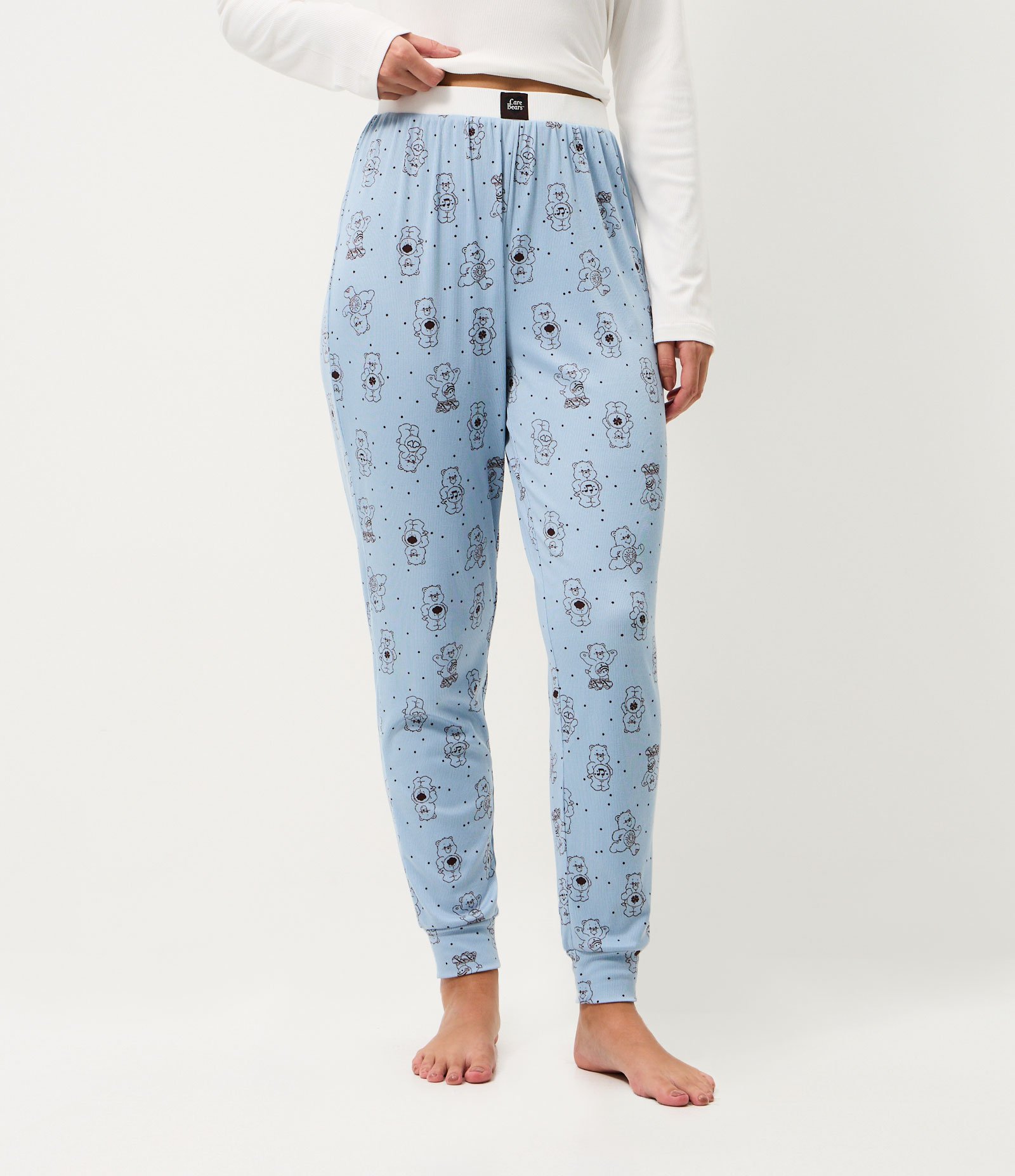 Calça de Pijama em Ribana com Estampa Ursinhos Carinhosos Azul 2