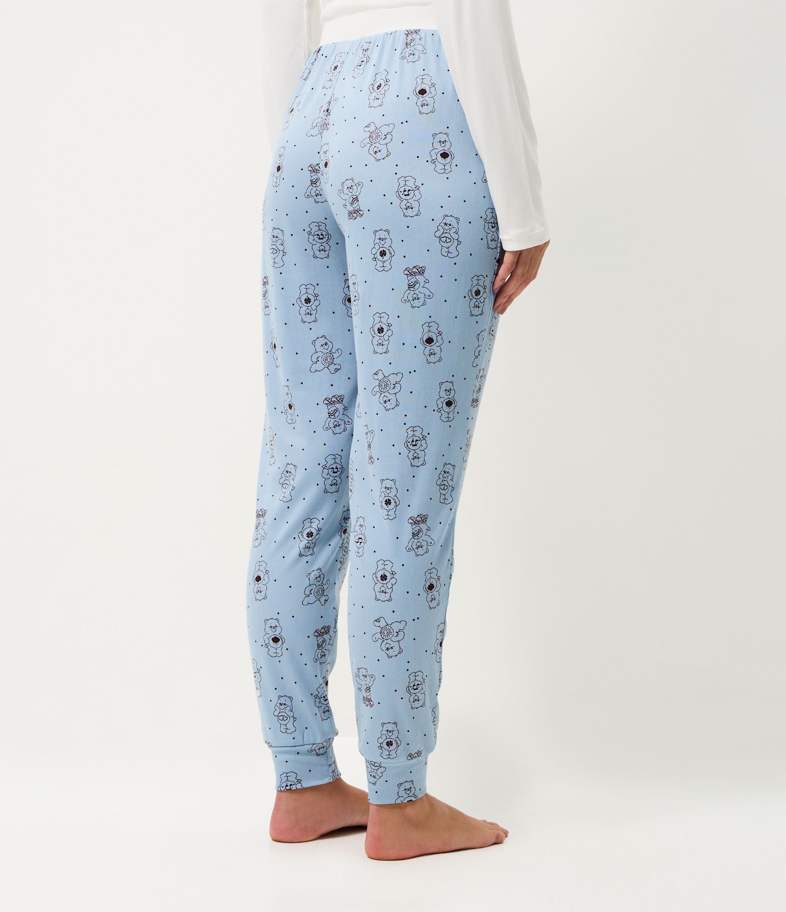 Calça de Pijama em Ribana com Estampa Ursinhos Carinhosos Azul 4