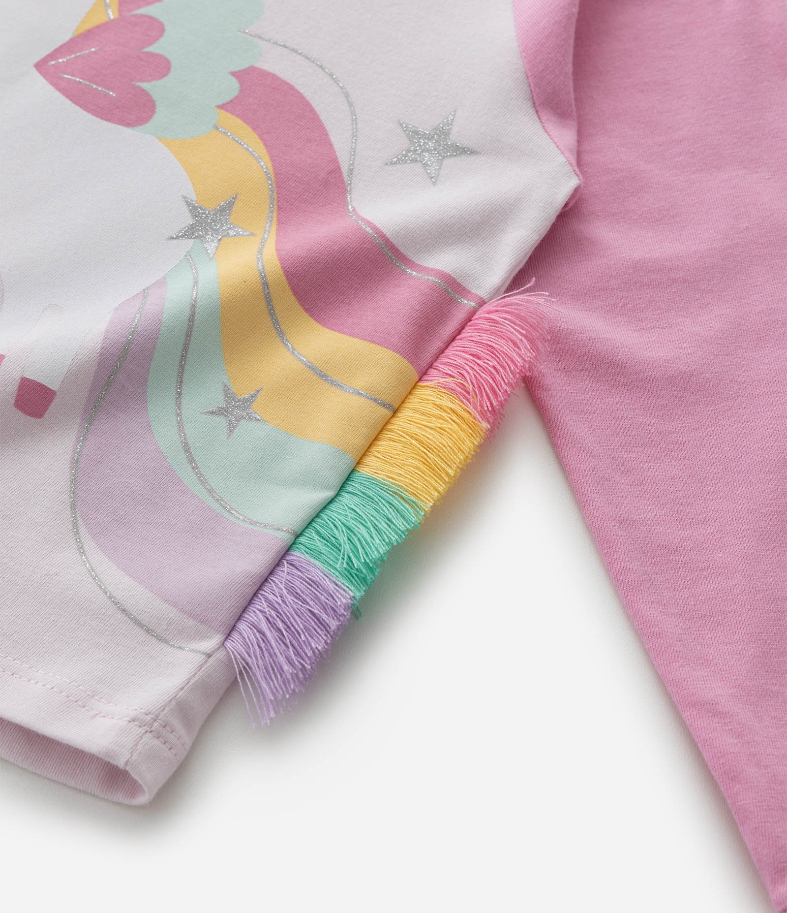 Pijama Infantil Blusa com Estampa de Unicórnio e Calça Listrada – Tam 1 a 6 Anos Rosa 11