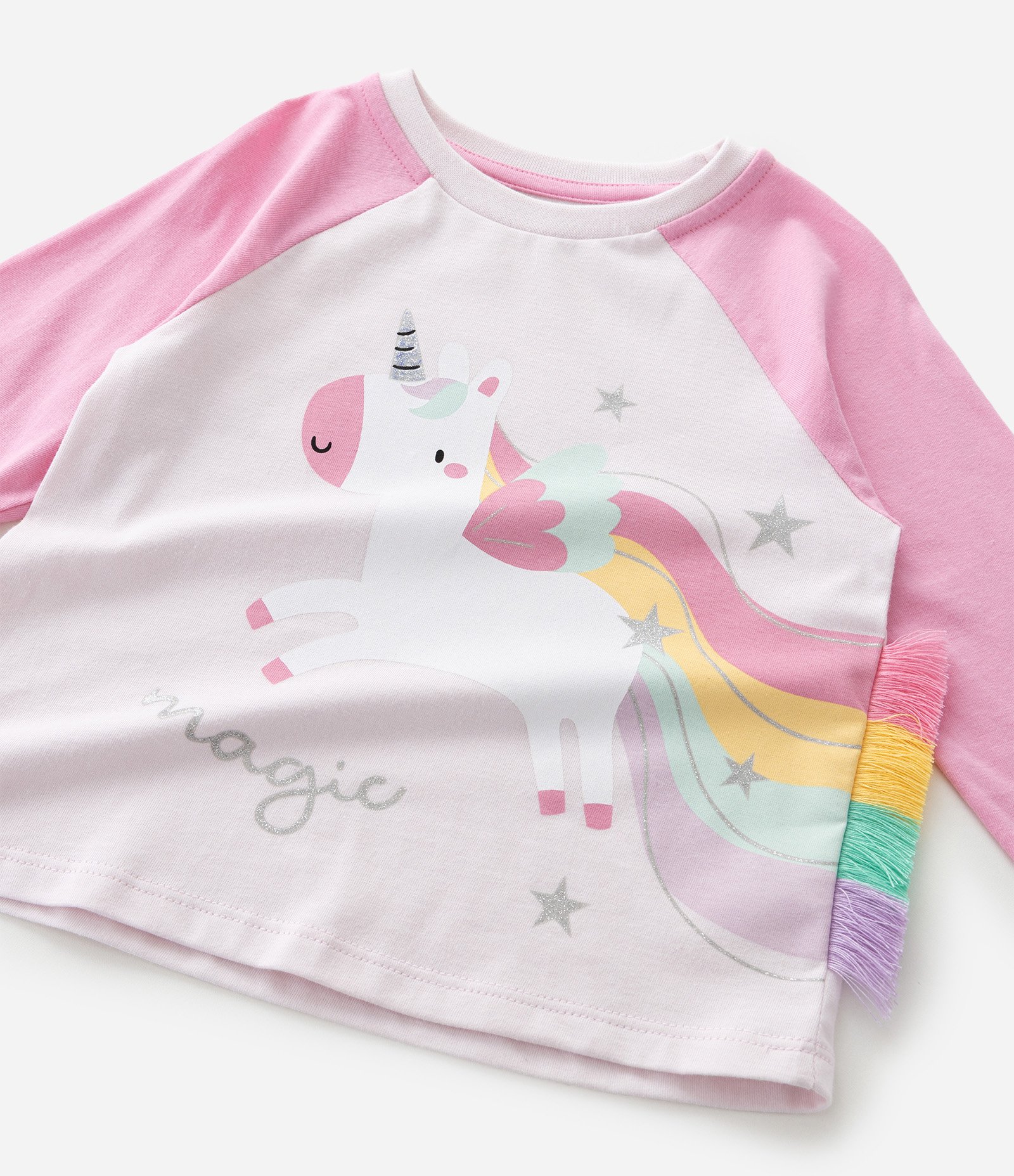 Pijama Infantil Blusa com Estampa de Unicórnio e Calça Listrada – Tam 1 a 6 Anos Rosa 12