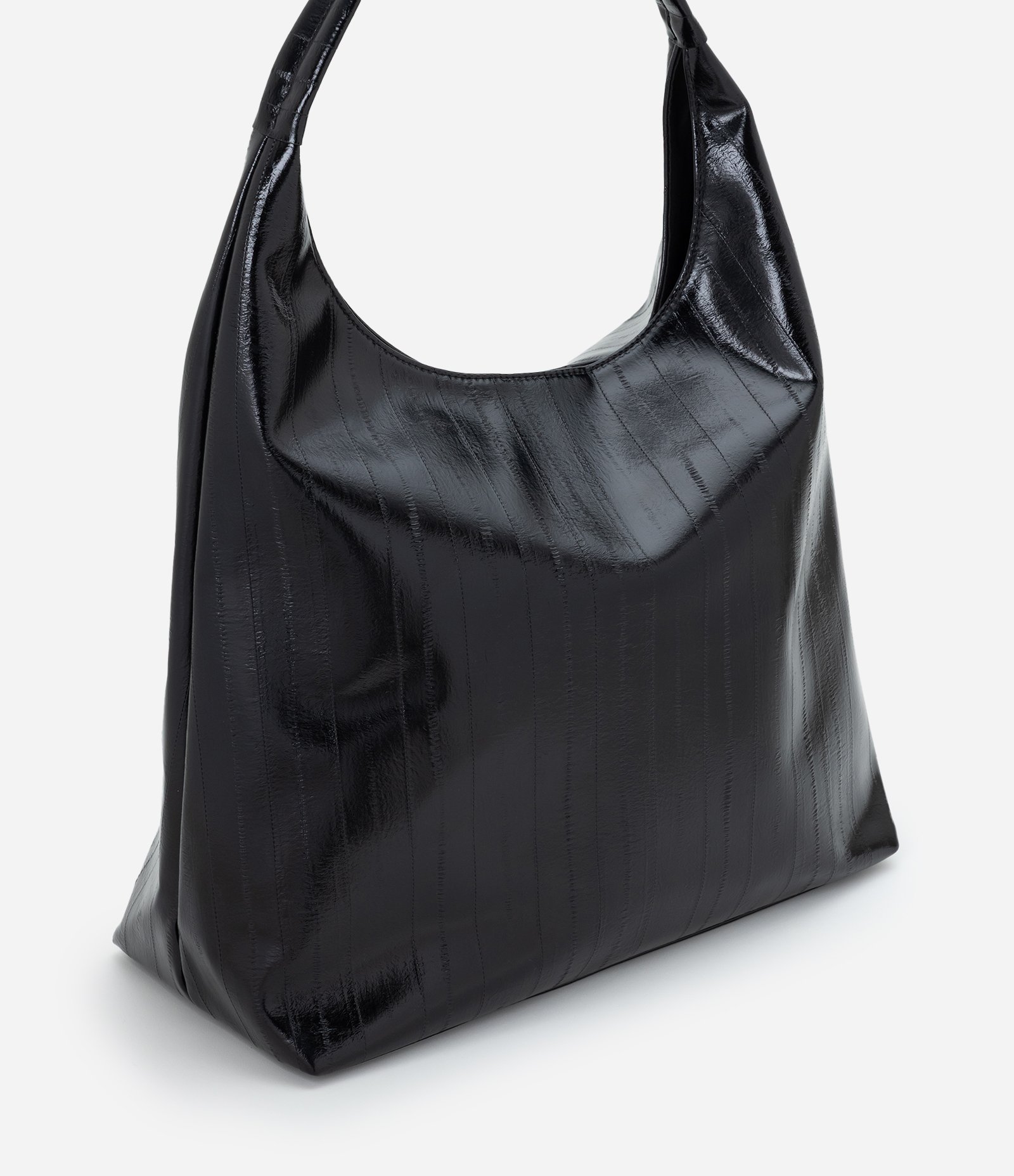 Bolsa Hobo Grande em PU Texturizado Preto 1