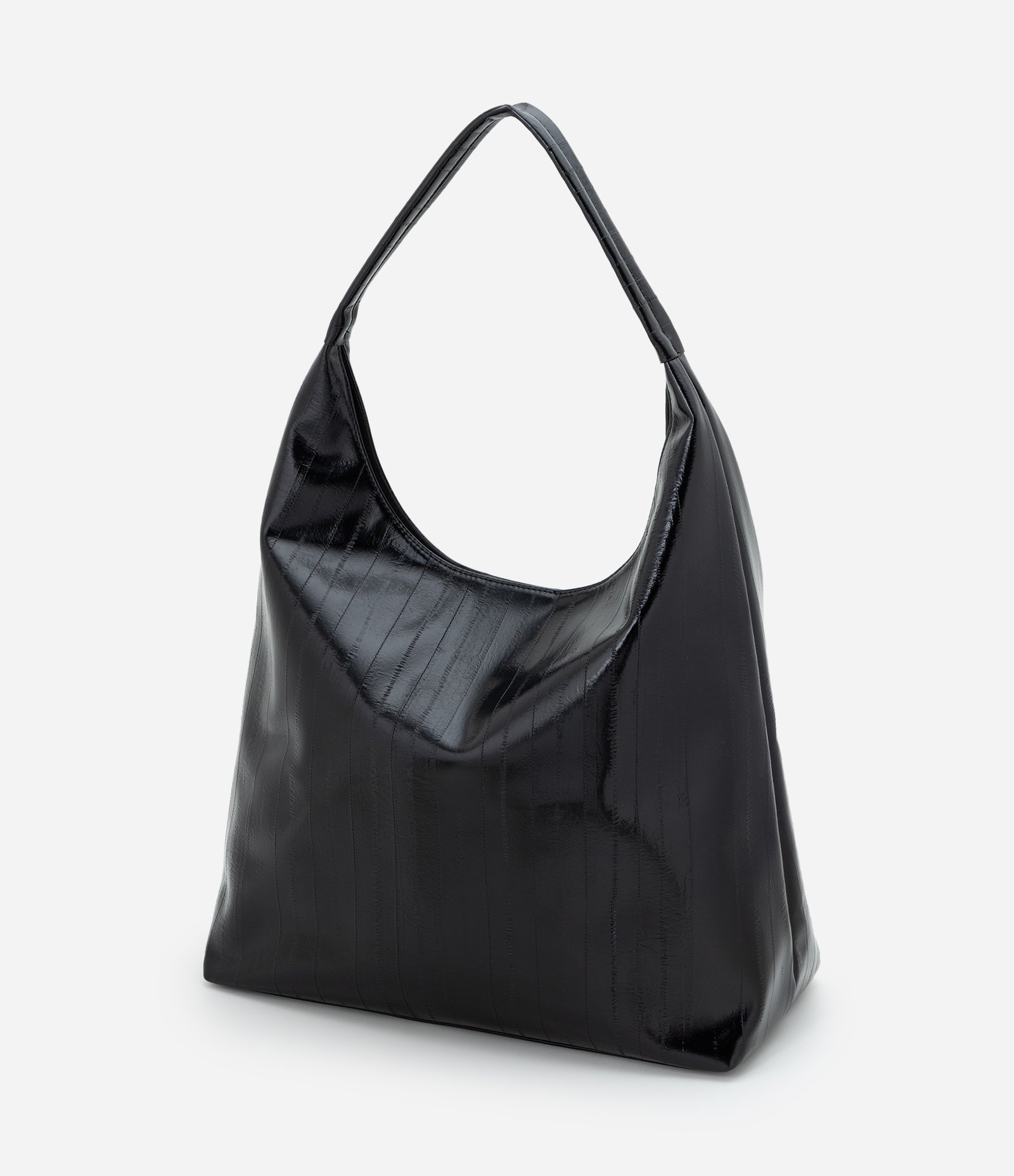 Bolsa Hobo Grande em PU Texturizado Preto 3
