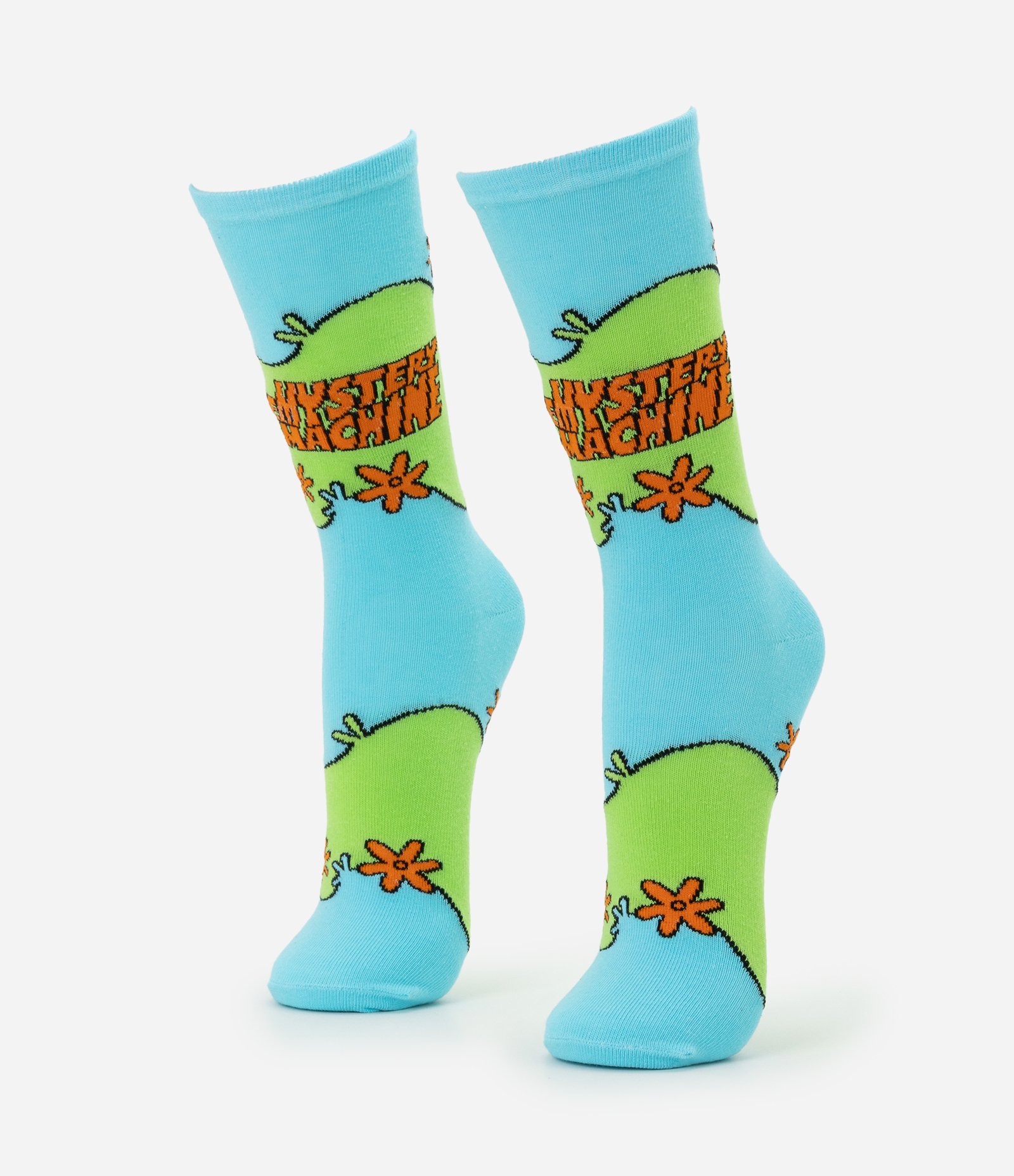 Meia Cano Alto em Algodão com Estampa Divertida Scooby Doo Mistery Machine Azul 1