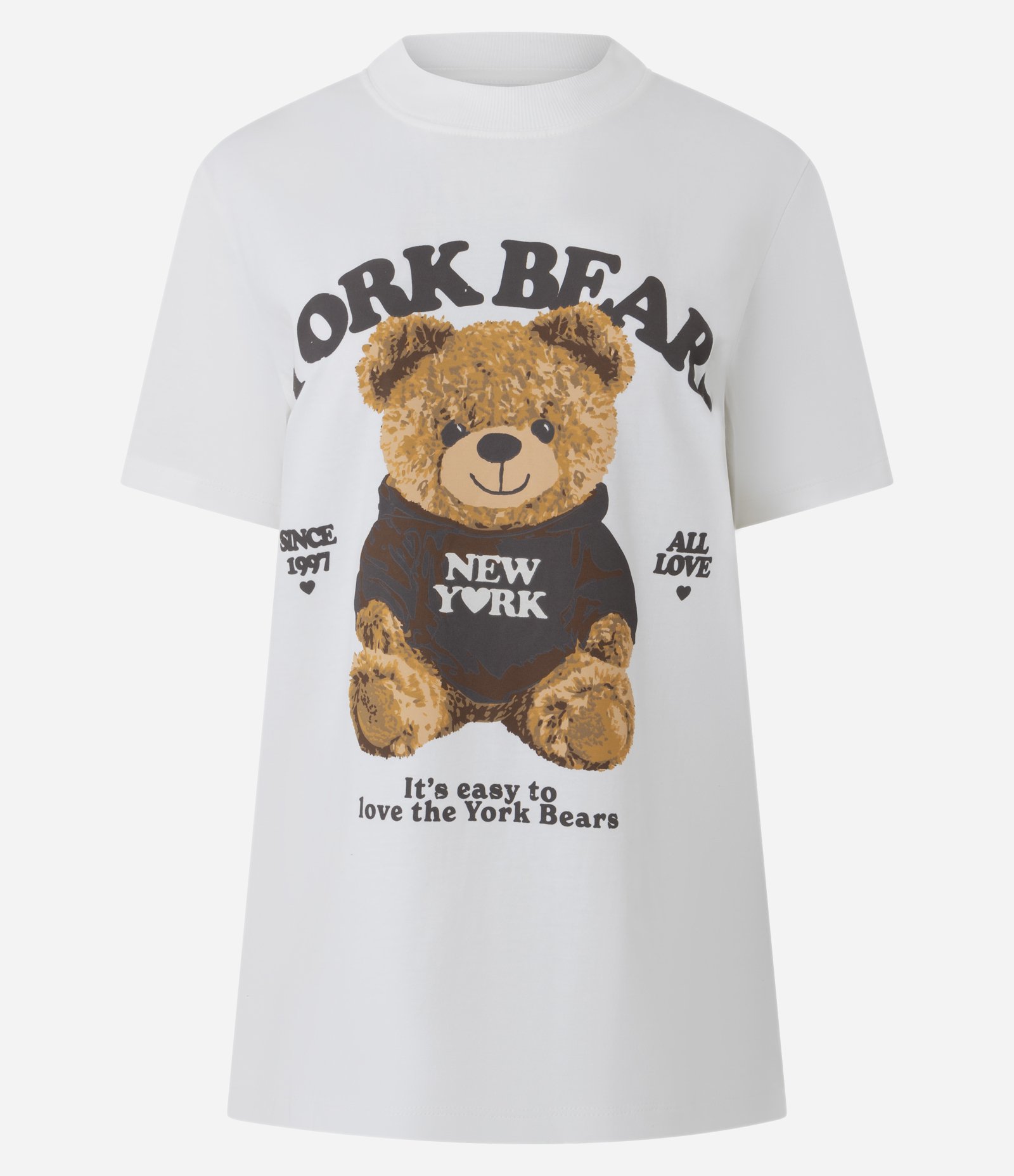 Camiseta em Algodão com Estampa Urso York Bears Branco 6