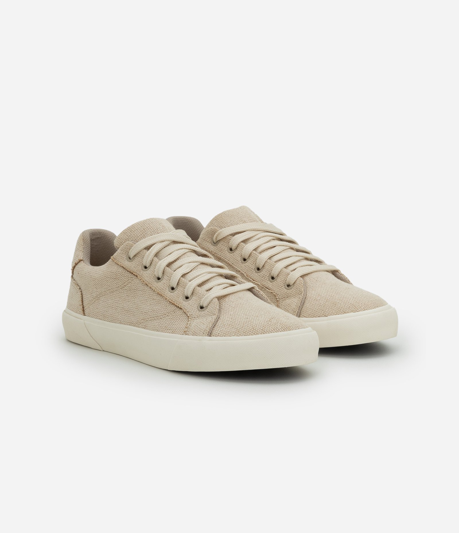 Tênis Casual em Lona com Acabamento em Ecojuta e Solado Vulcanizado Bege 2