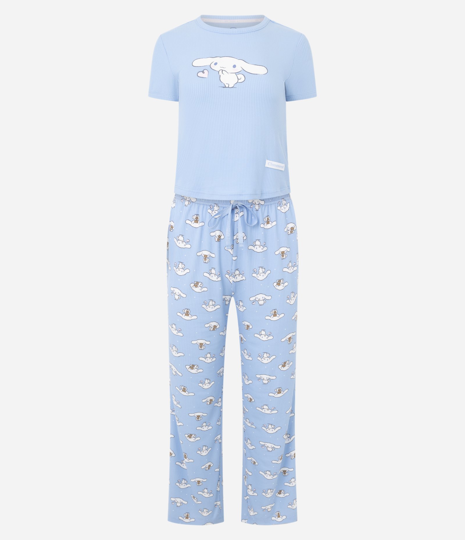 Pijama Manga Curta em Ribana com Cinnamoroll Estampado Azul 4